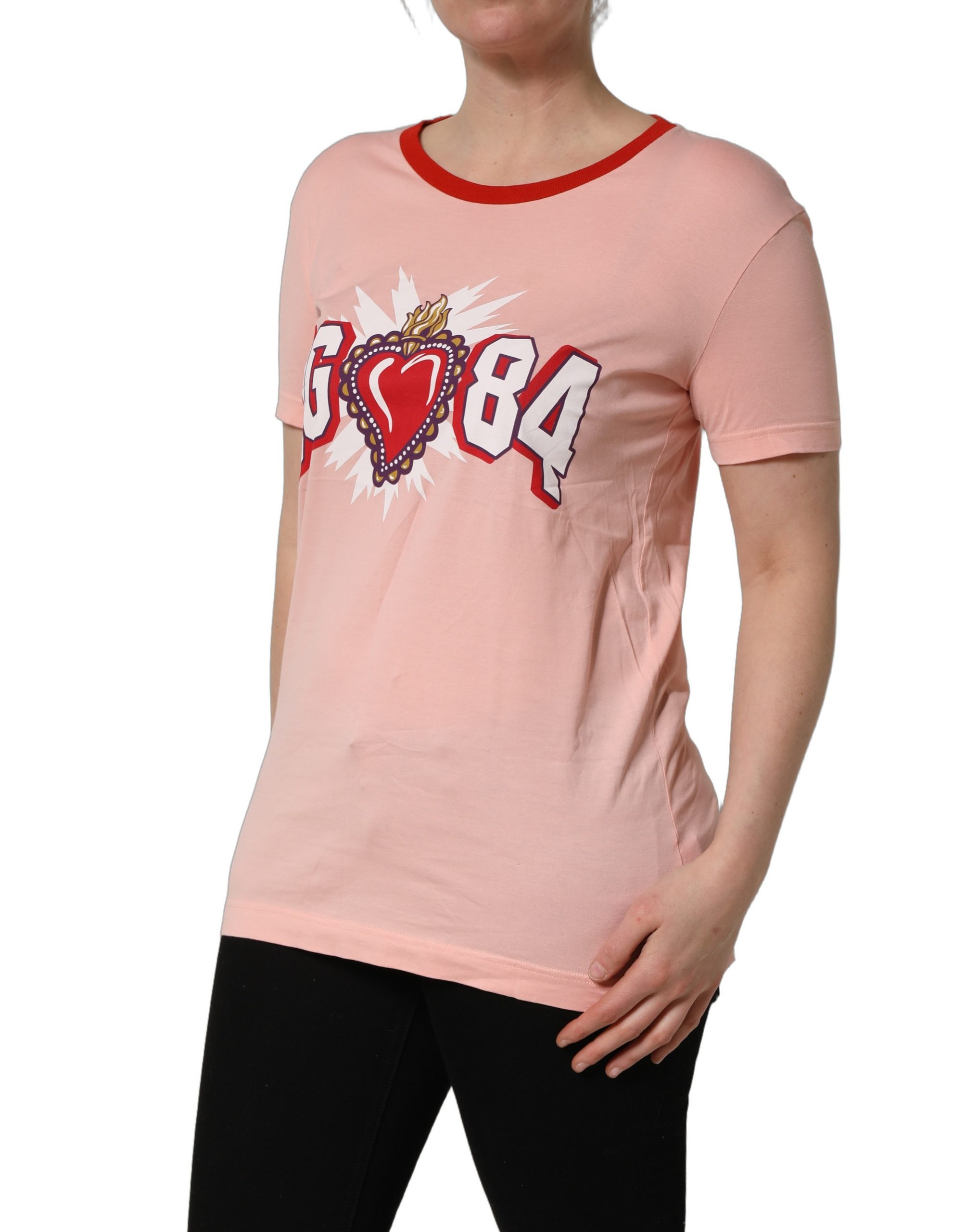 Dolce & Gabbana Pink Graphic Print Cotton Crew Neck T-shirt - Image 3