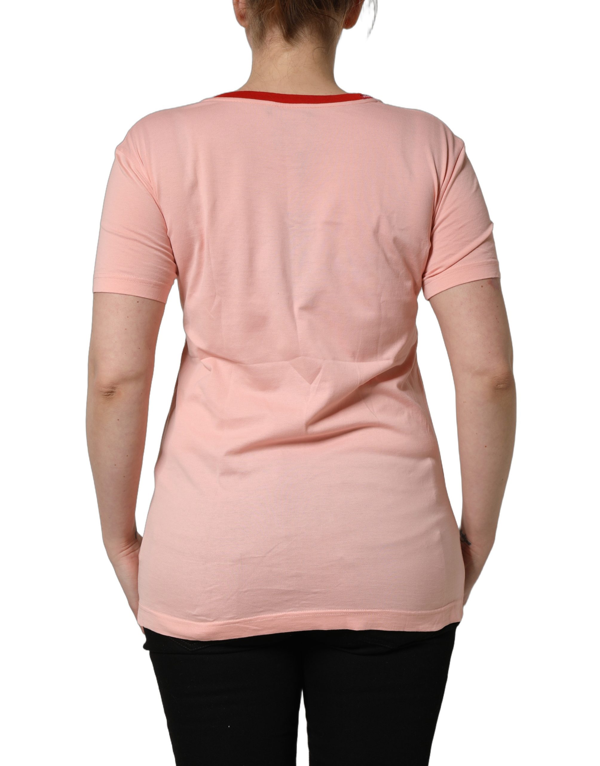 Dolce & Gabbana Pink Graphic Print Cotton Crew Neck T-shirt - Image 4