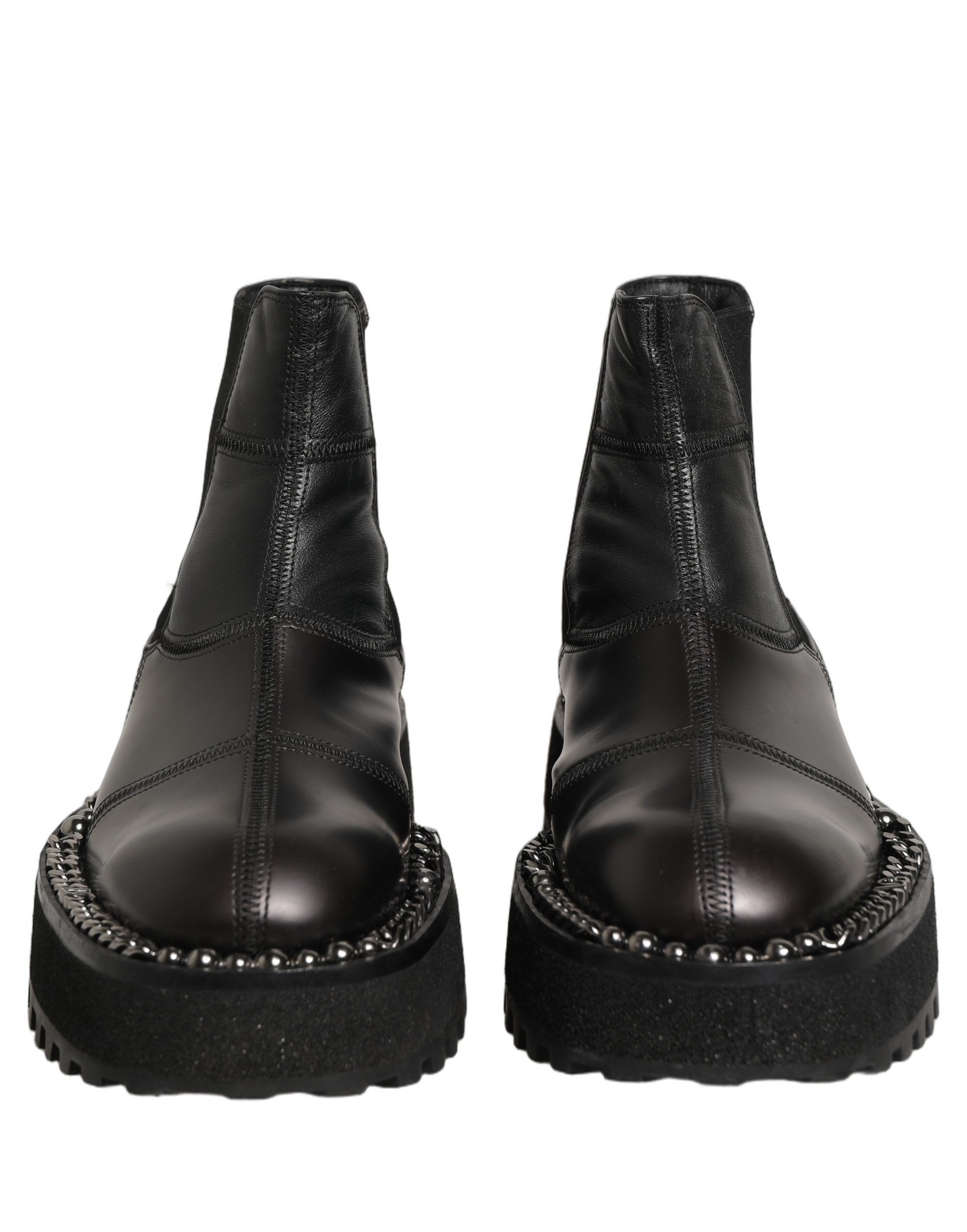 Dolce & Gabbana Black Leather Slip On Chelsea Boots Shoes - Image 3