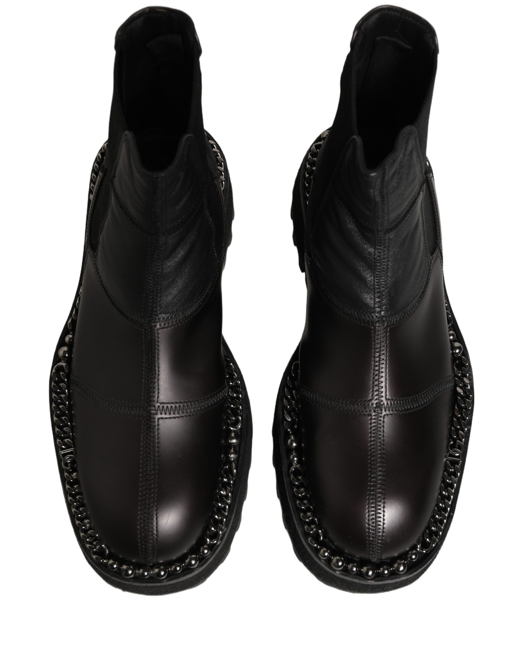 Dolce & Gabbana Black Leather Slip On Chelsea Boots Shoes - Image 4