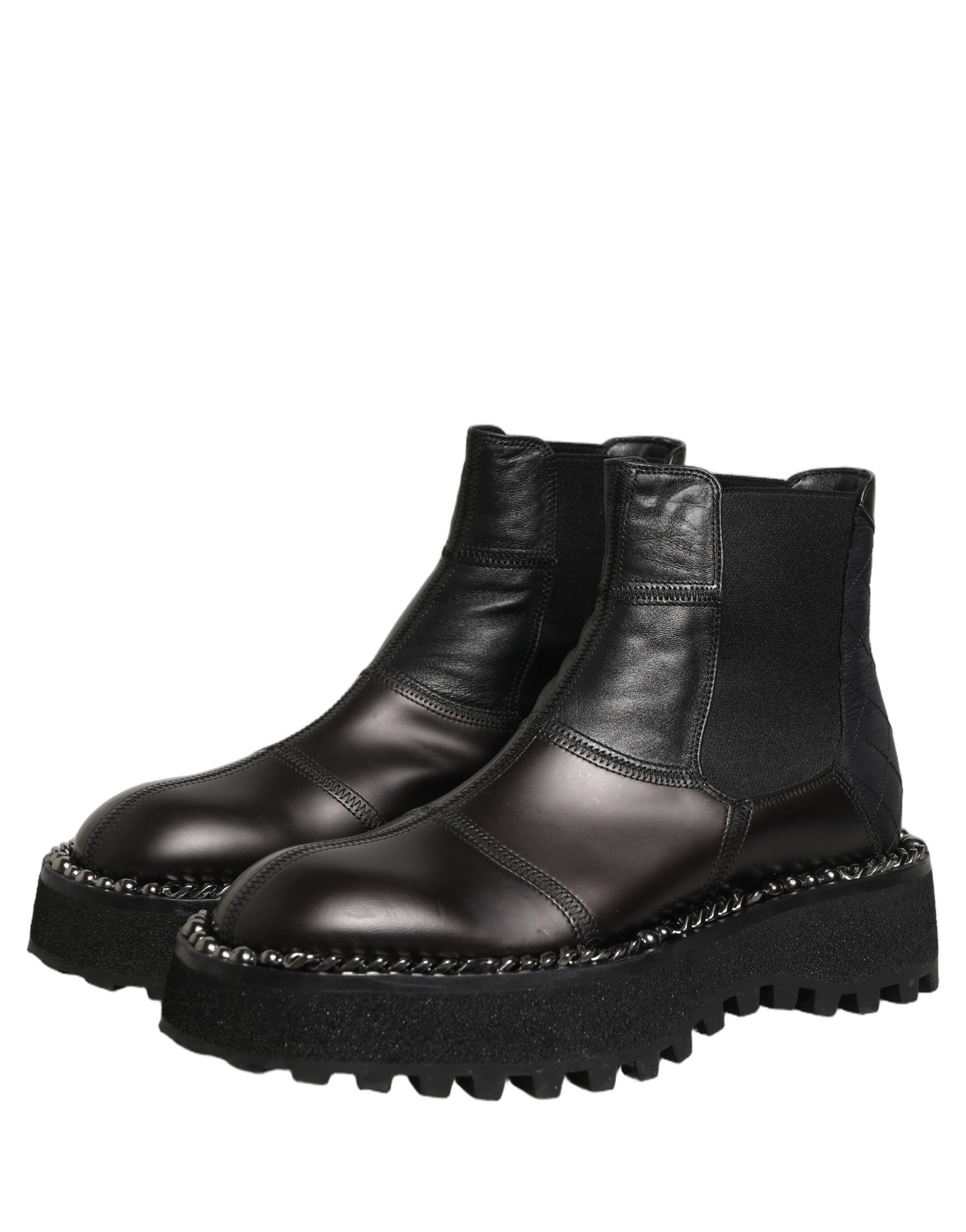 Dolce & Gabbana Black Leather Slip On Chelsea Boots Shoes - Image 5