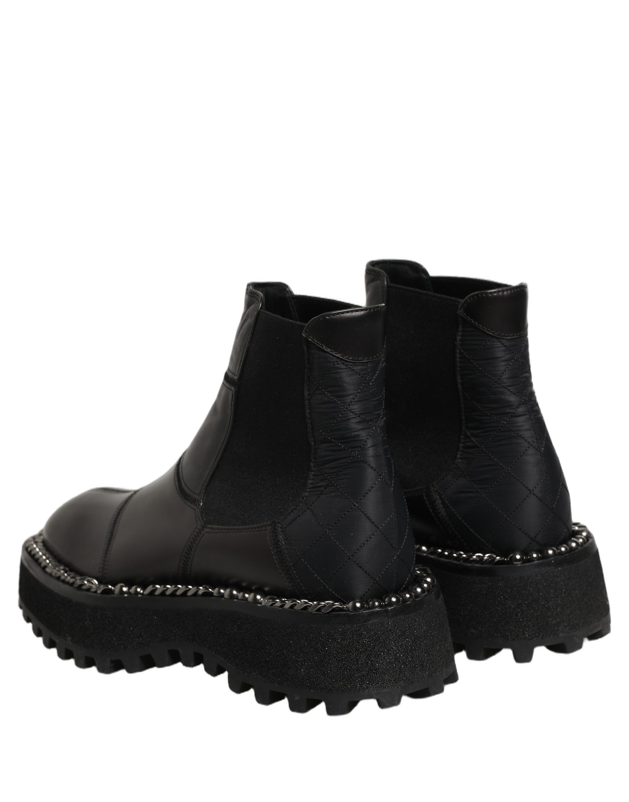 Dolce & Gabbana Black Leather Slip On Chelsea Boots Shoes - Image 6