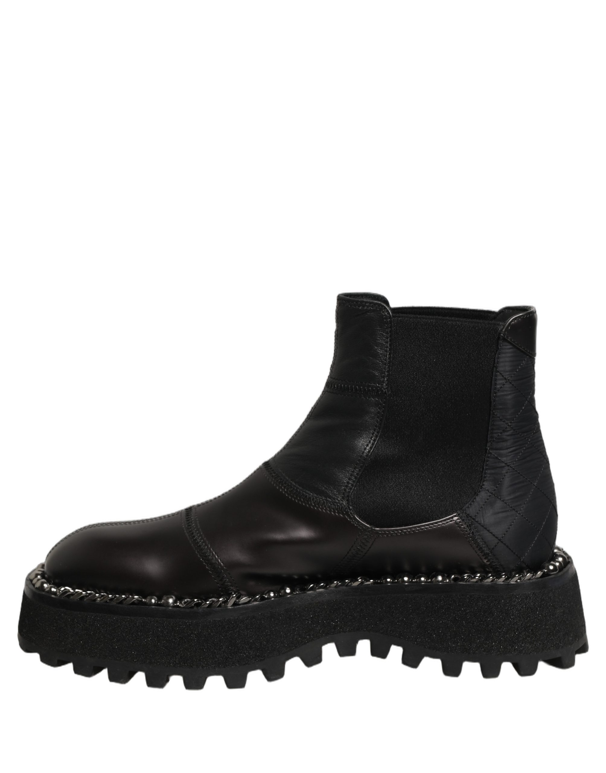 Dolce & Gabbana Black Leather Slip On Chelsea Boots Shoes - Image 7