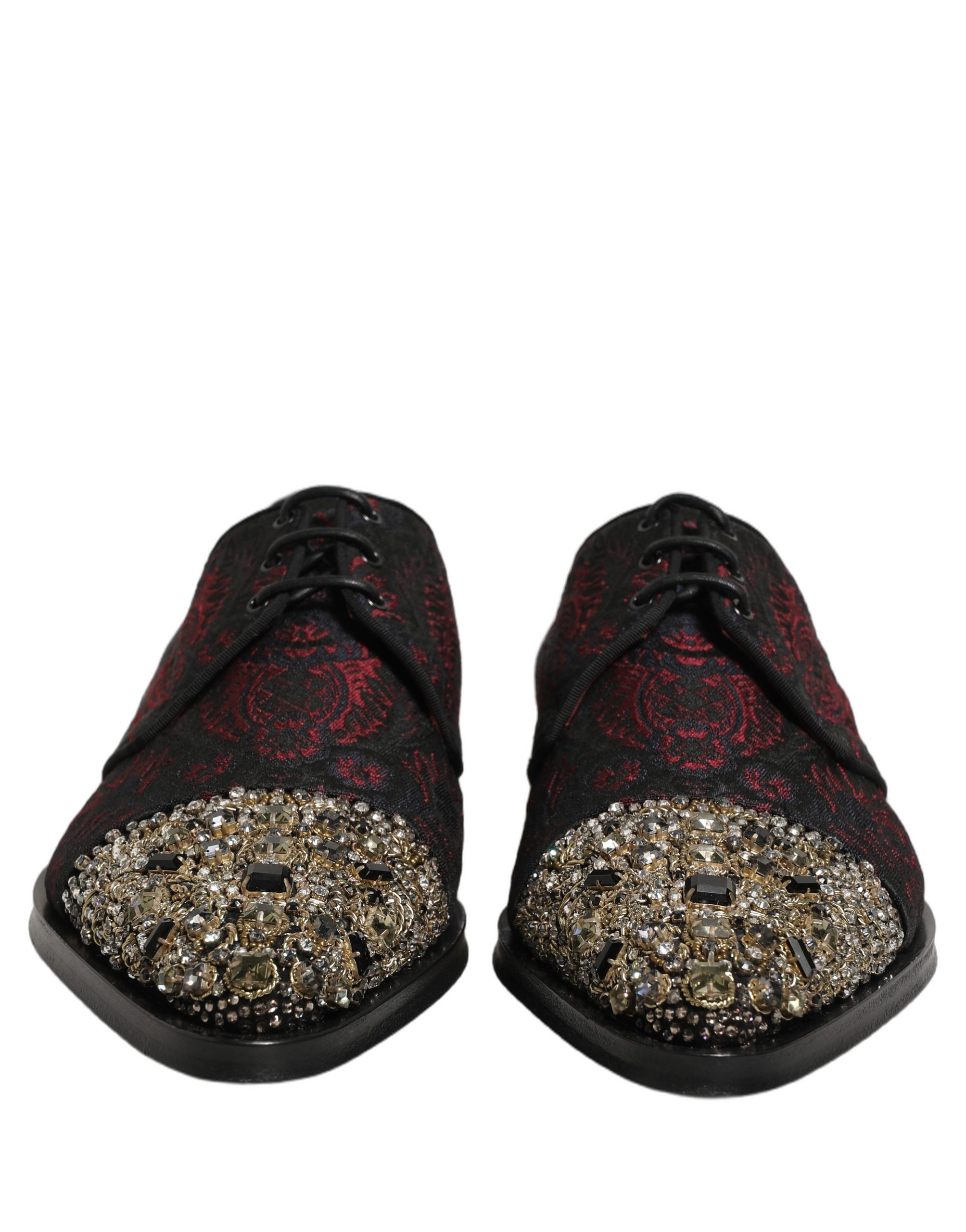 Dolce & Gabbana Black Red Embellished Derby Dress Formal Shoes - Image 3