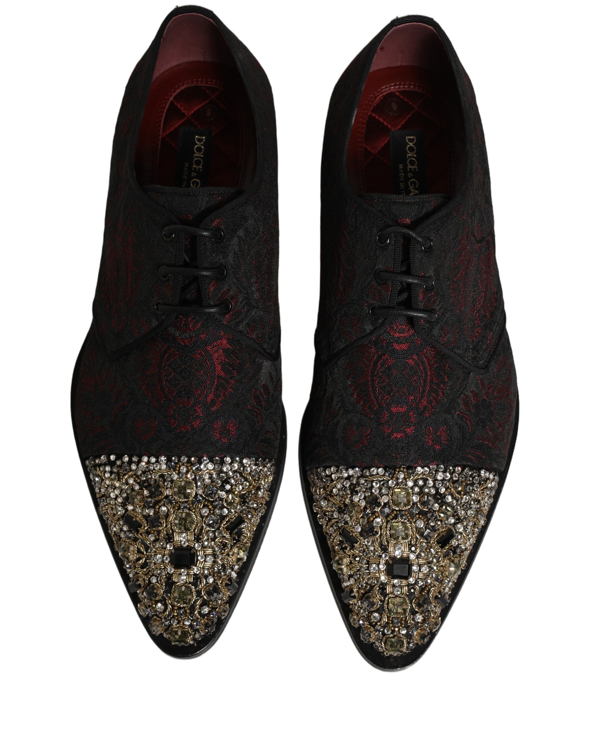Dolce & Gabbana Black Red Embellished Derby Dress Formal Shoes - Image 4