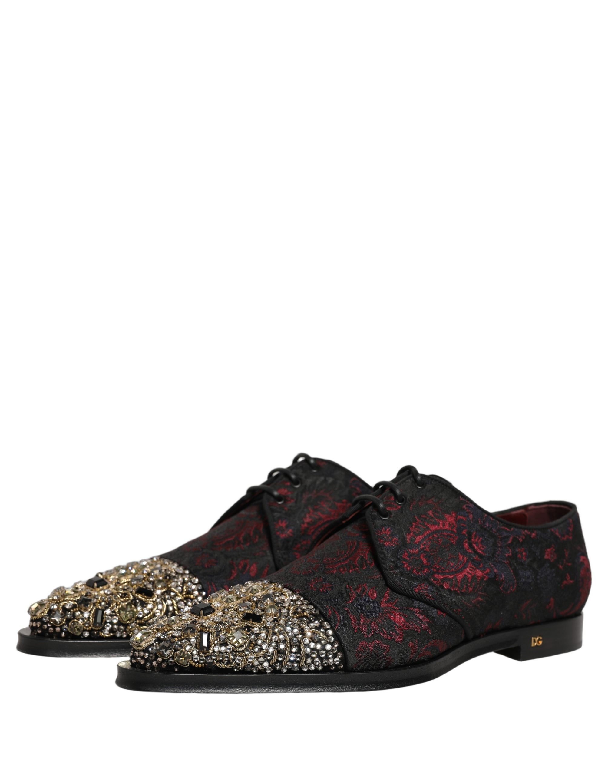 Dolce & Gabbana Black Red Embellished Derby Dress Formal Shoes - Image 5