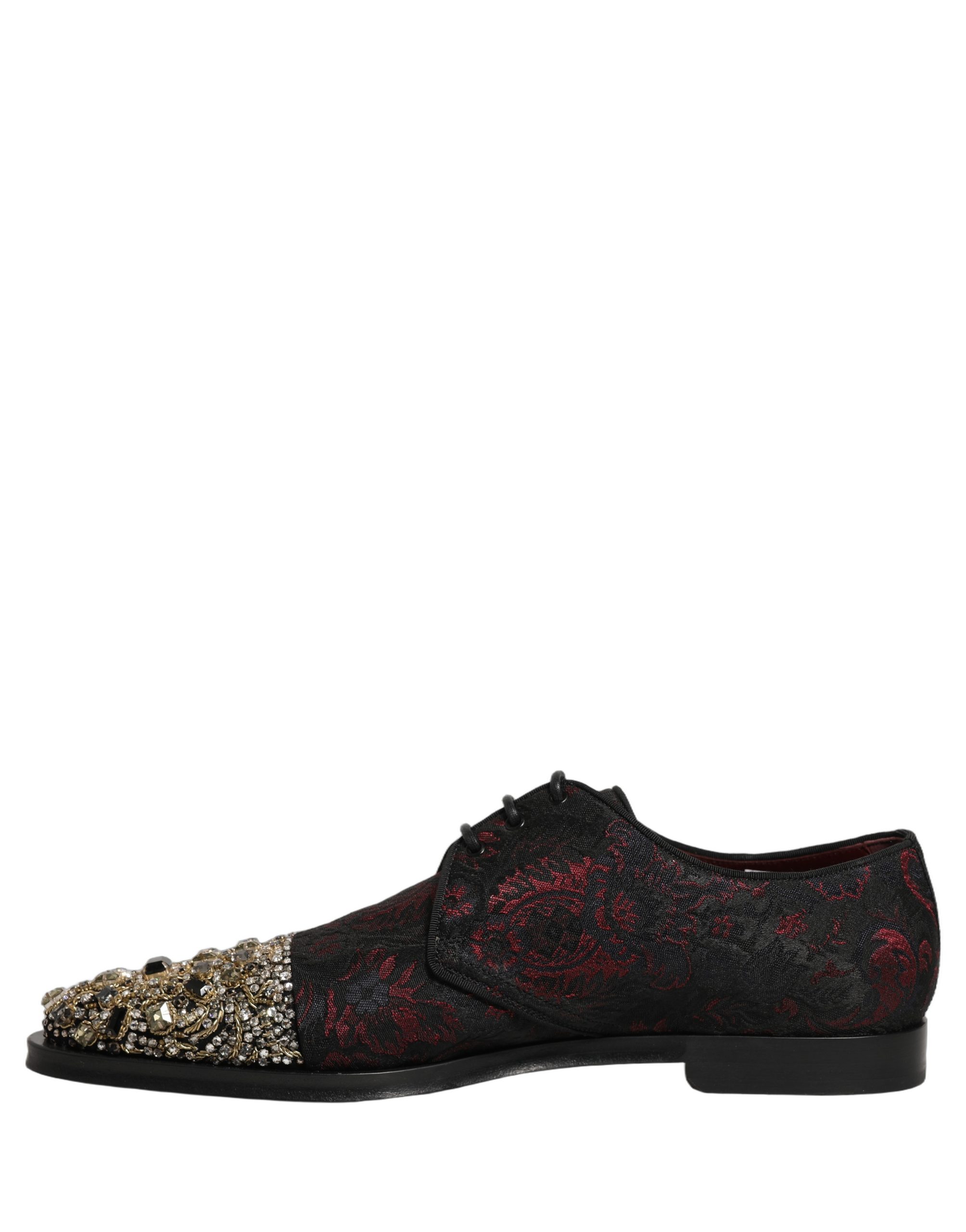 Dolce & Gabbana Black Red Embellished Derby Dress Formal Shoes - Image 7