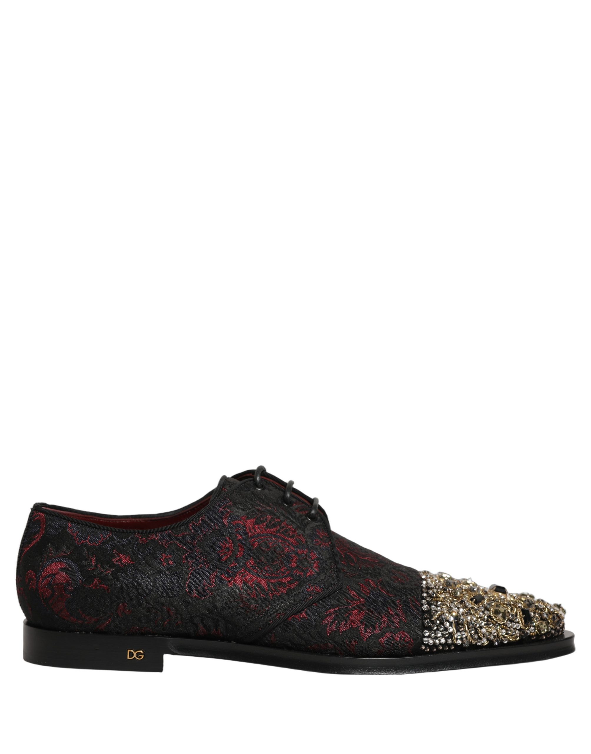 Dolce & Gabbana Black Red Embellished Derby Dress Formal Shoes - Image 2