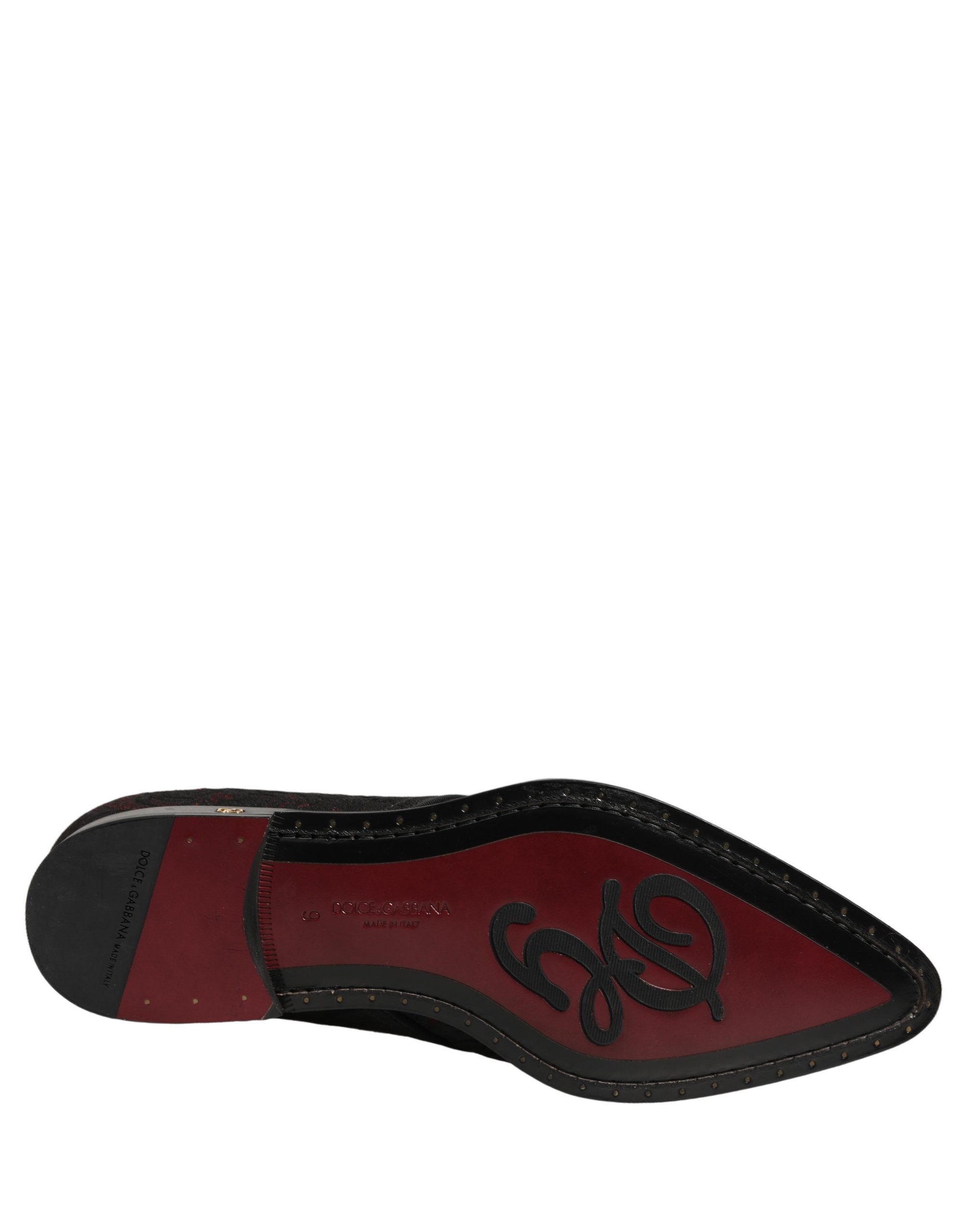 Dolce & Gabbana Black Red Embellished Derby Dress Formal Shoes - Image 8