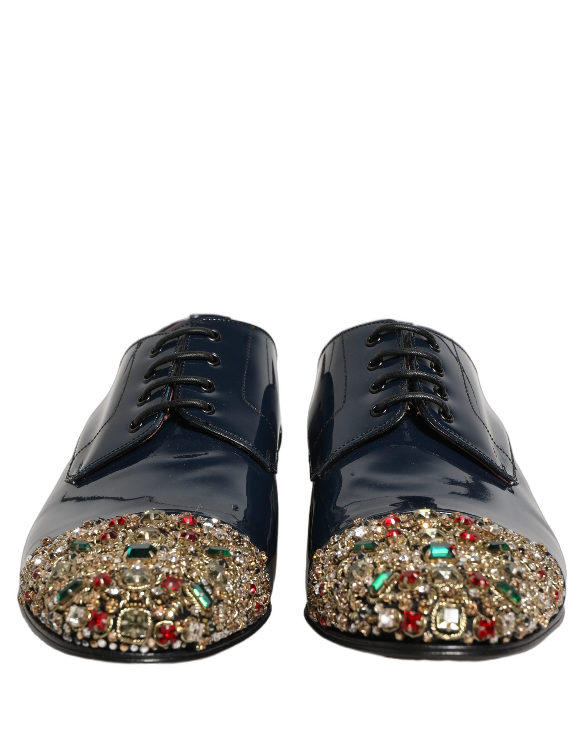 Dolce & Gabbana Blue Embellished Men Derby Dress Formal Shoes - Image 4