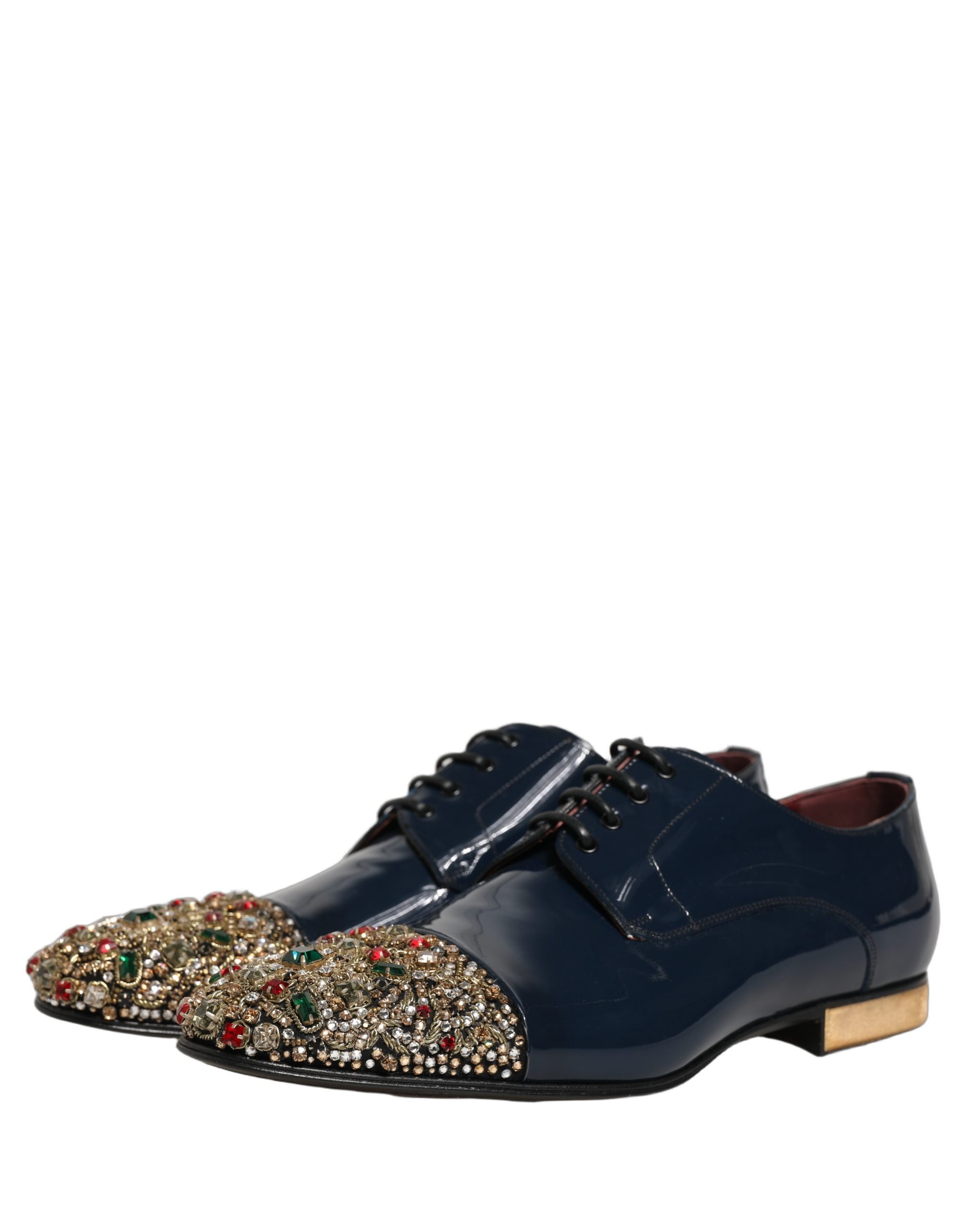 Dolce & Gabbana Blue Embellished Men Derby Dress Formal Shoes - Image 6