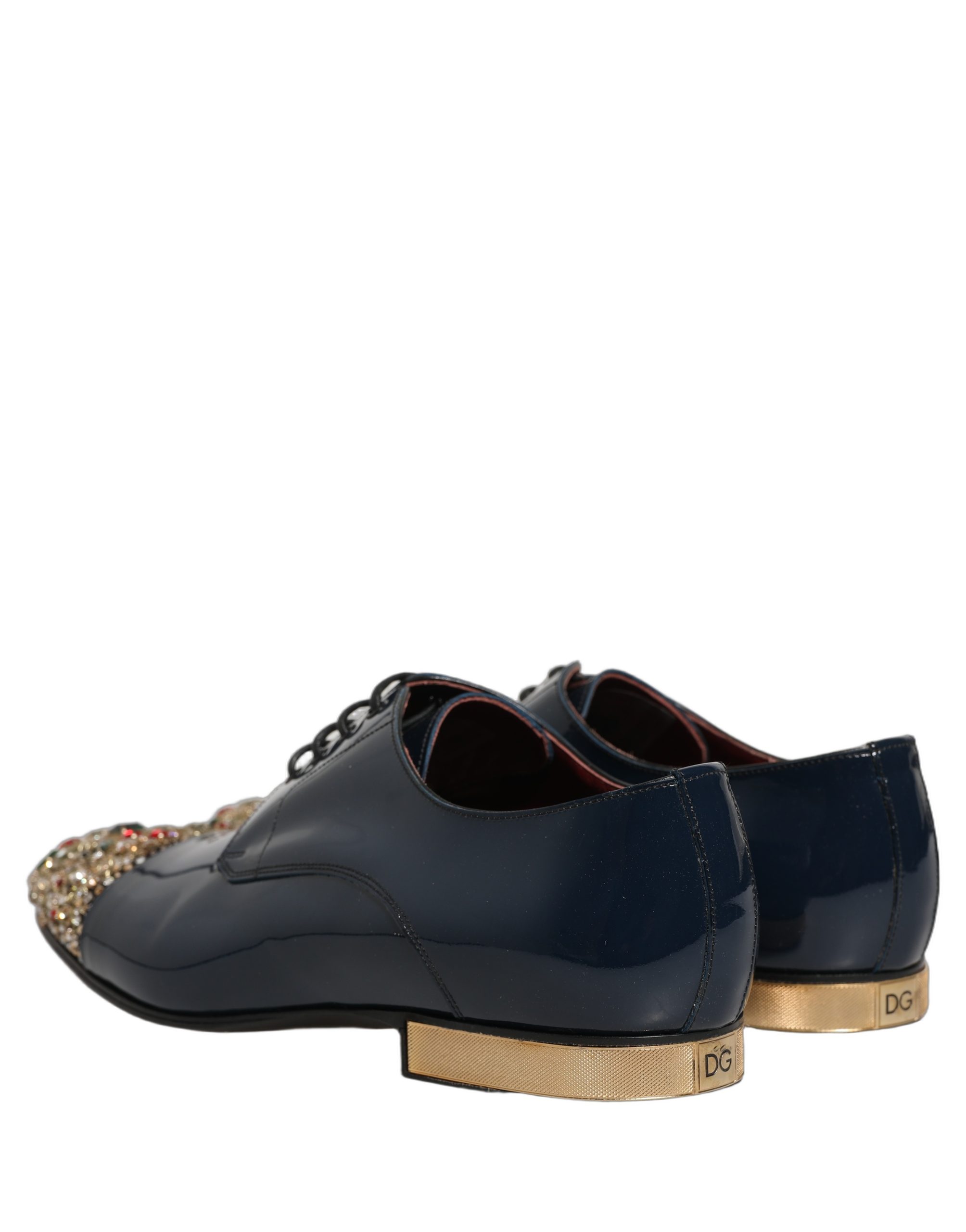 Dolce & Gabbana Blue Embellished Men Derby Dress Formal Shoes - Image 7