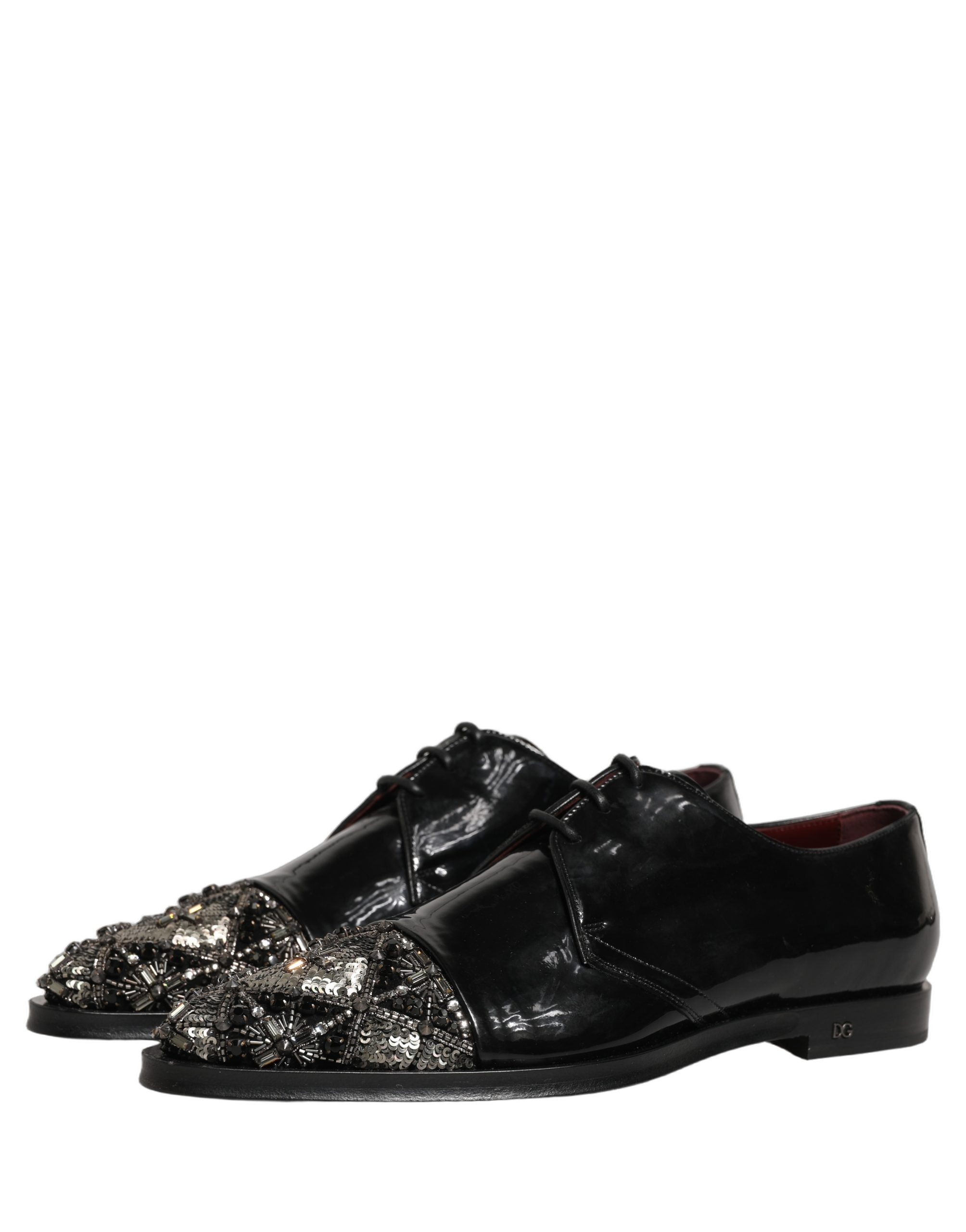 Dolce & Gabbana Black Embellished Men Derby Dress Formal Shoes - Image 5