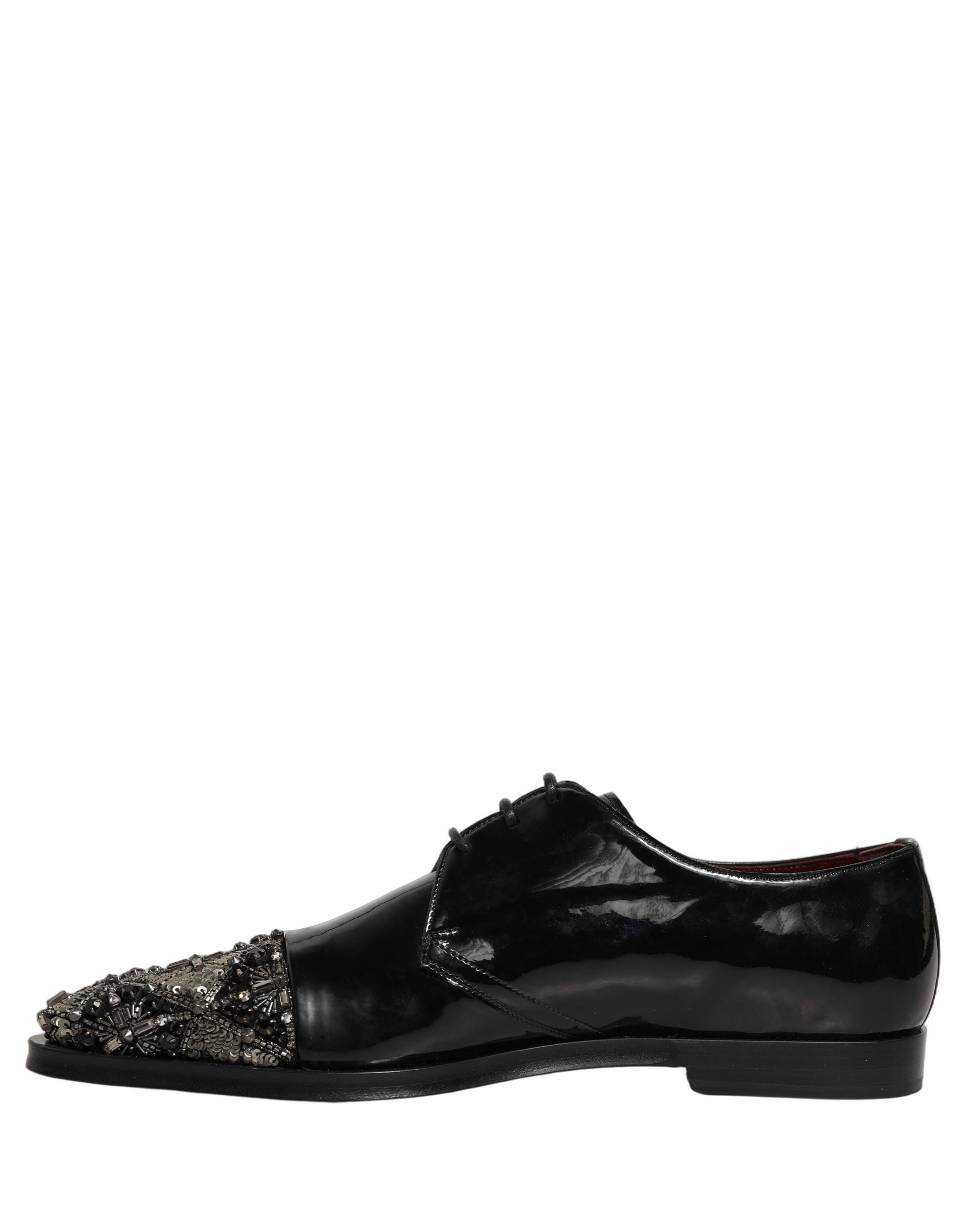Dolce & Gabbana Black Embellished Men Derby Dress Formal Shoes - Image 7