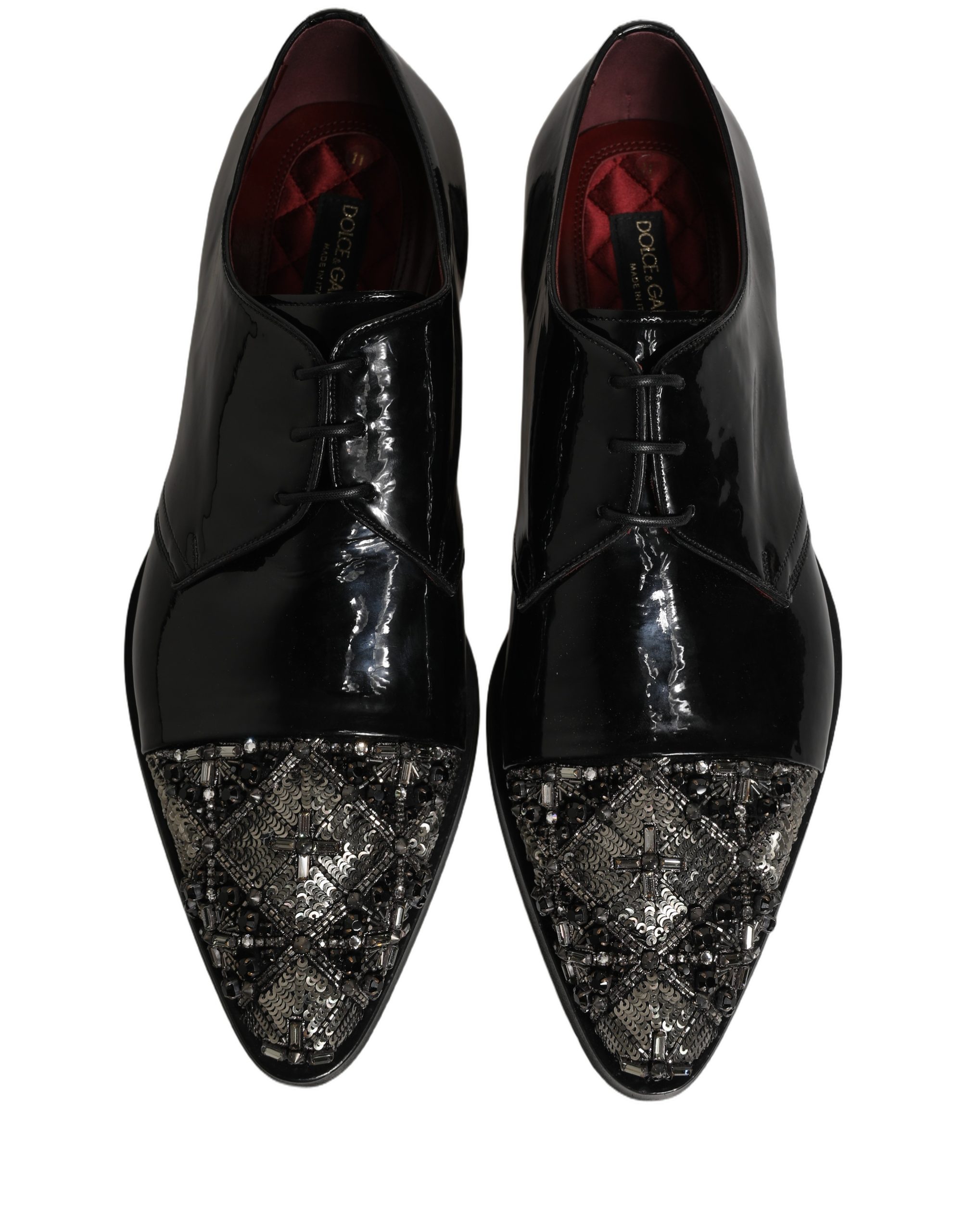 Dolce & Gabbana Black Embellished Derby Dress Formal Shoes - Image 4
