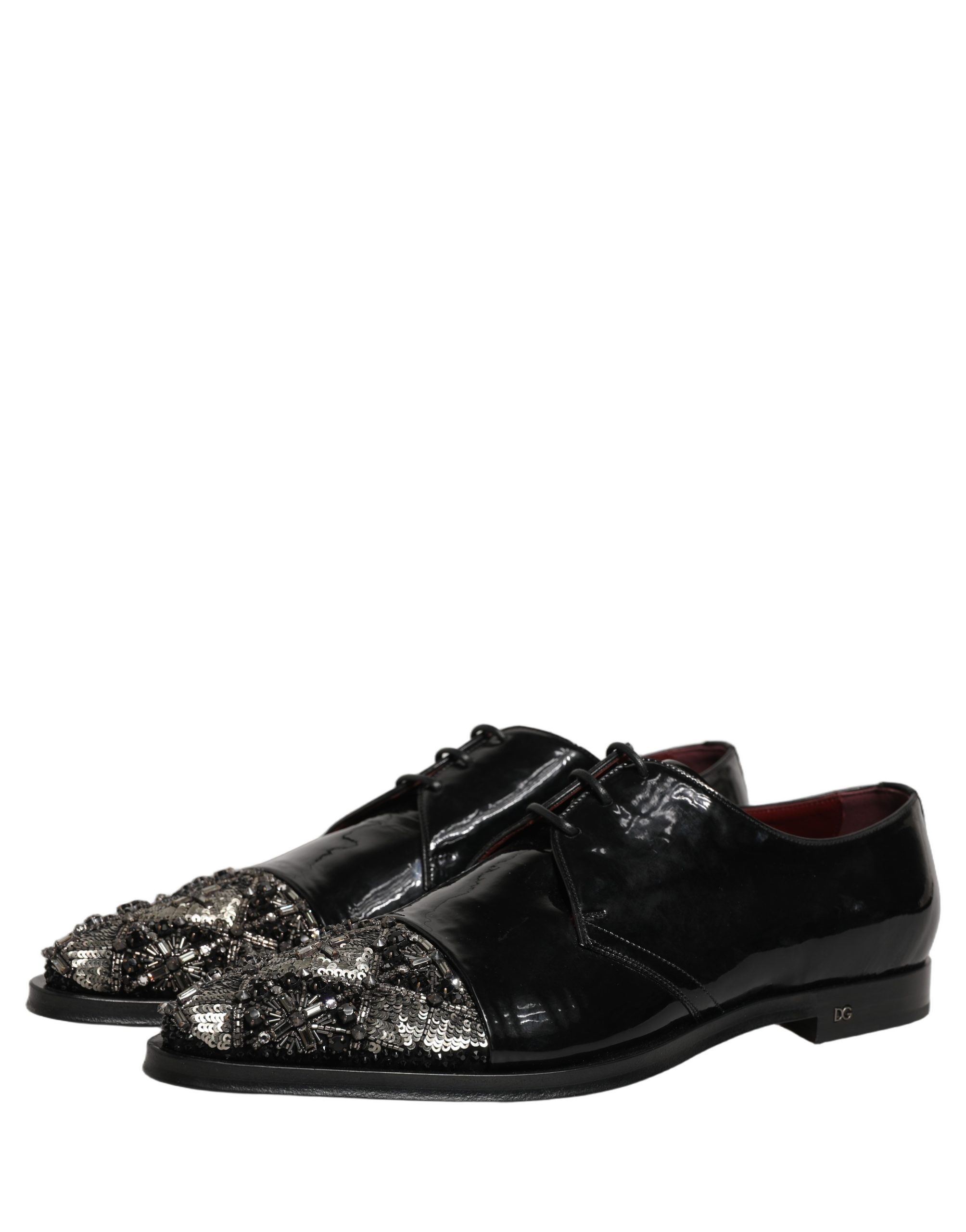 Dolce & Gabbana Black Embellished Derby Dress Formal Shoes - Image 5
