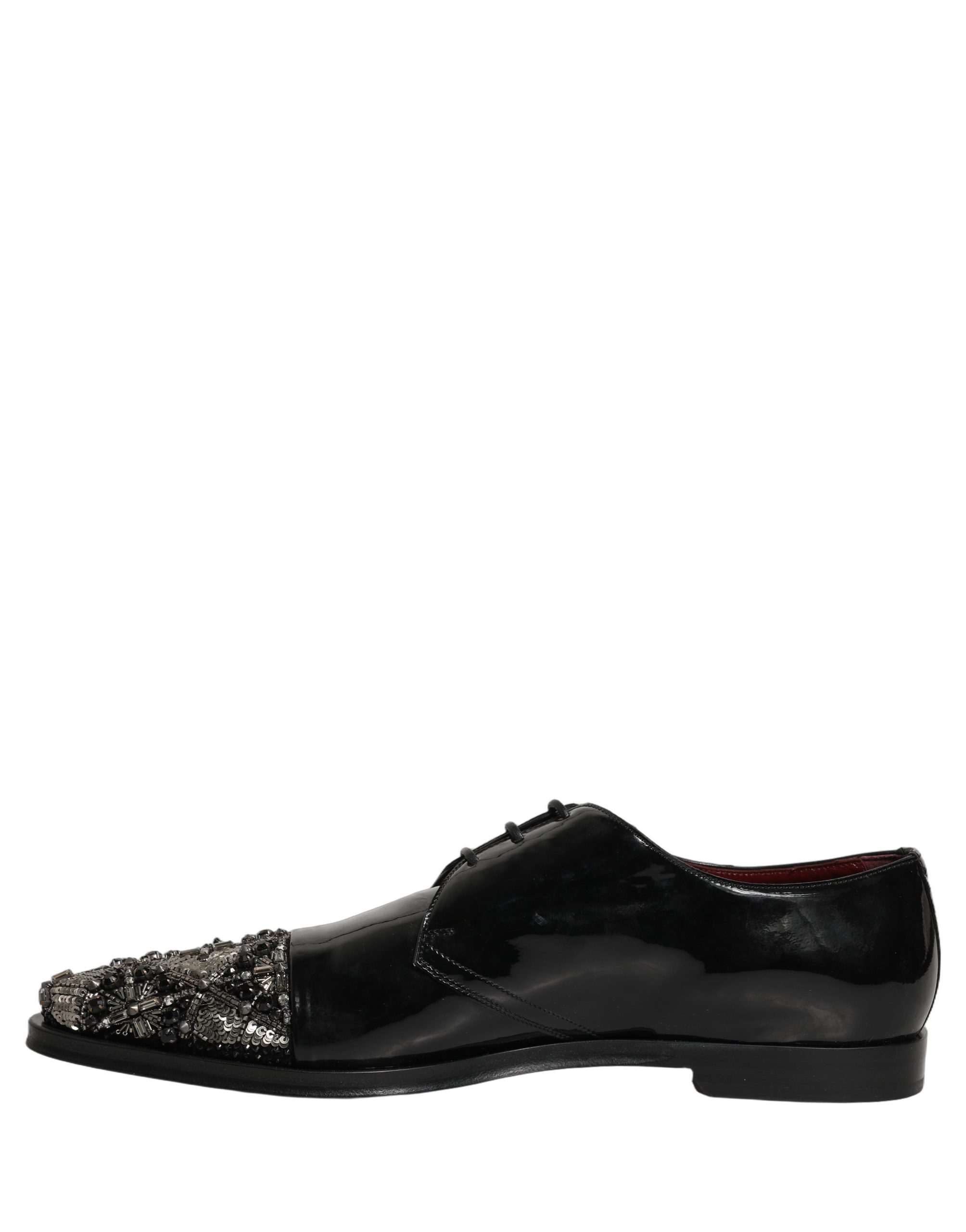 Dolce & Gabbana Black Embellished Derby Dress Formal Shoes - Image 7