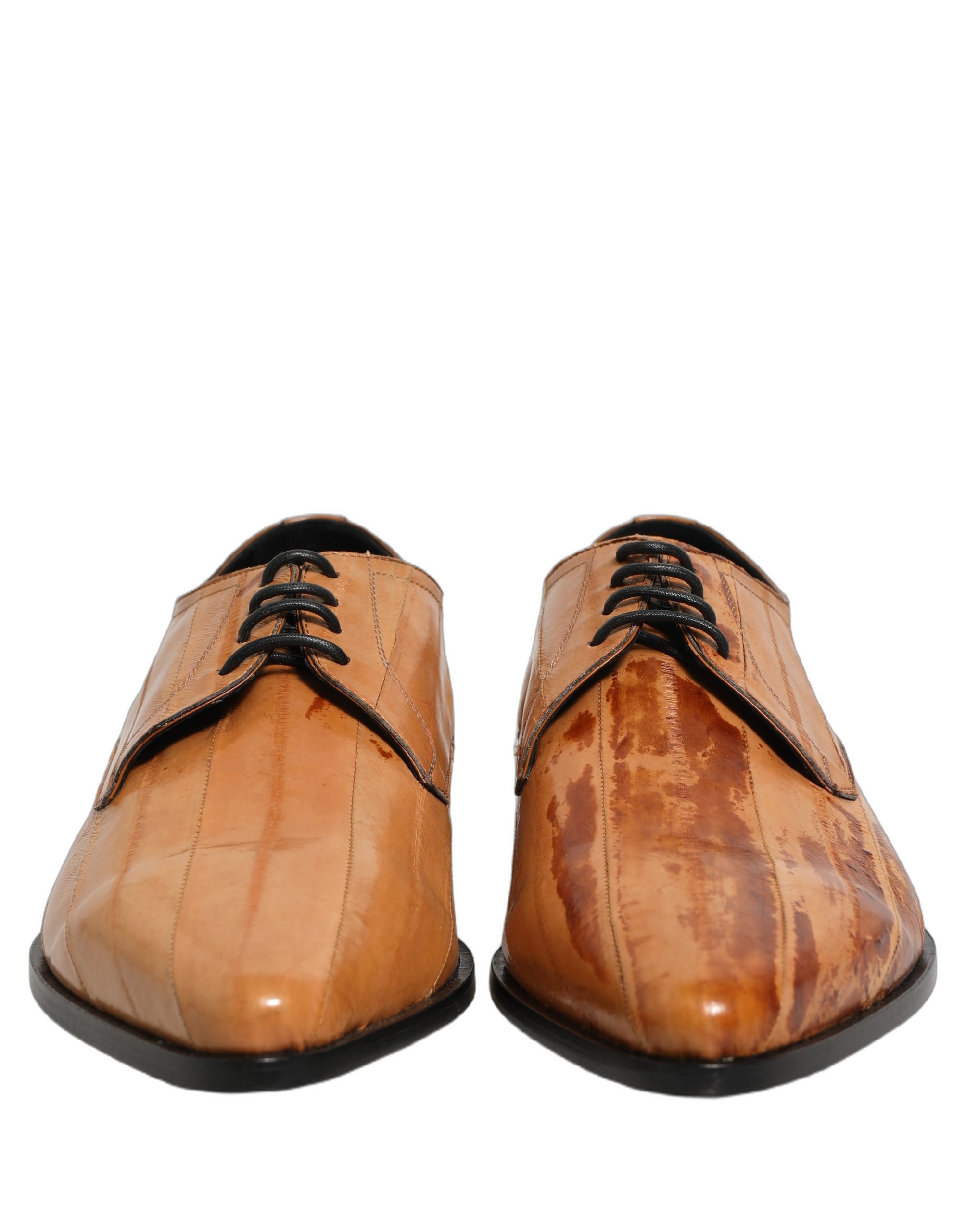 Dolce & Gabbana Brown Leather Lace Up Men Derby Dress Shoes - Image 3