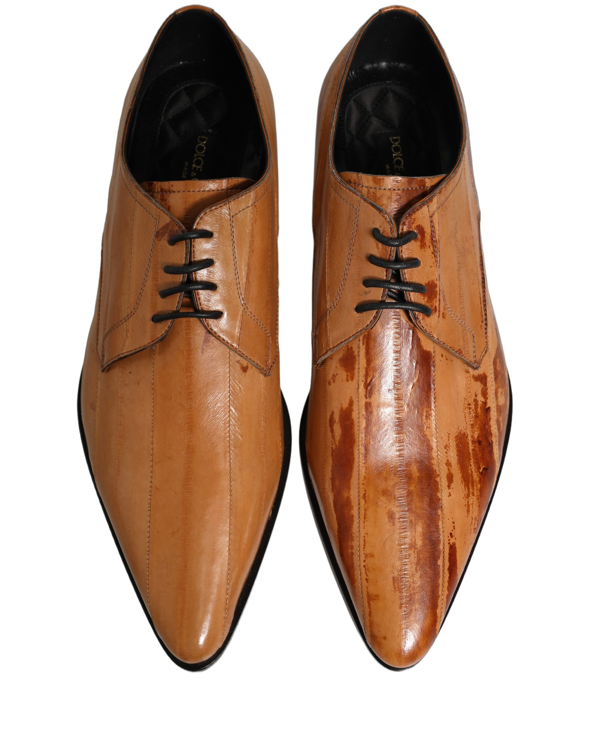 Dolce & Gabbana Brown Leather Lace Up Men Derby Dress Shoes - Image 4