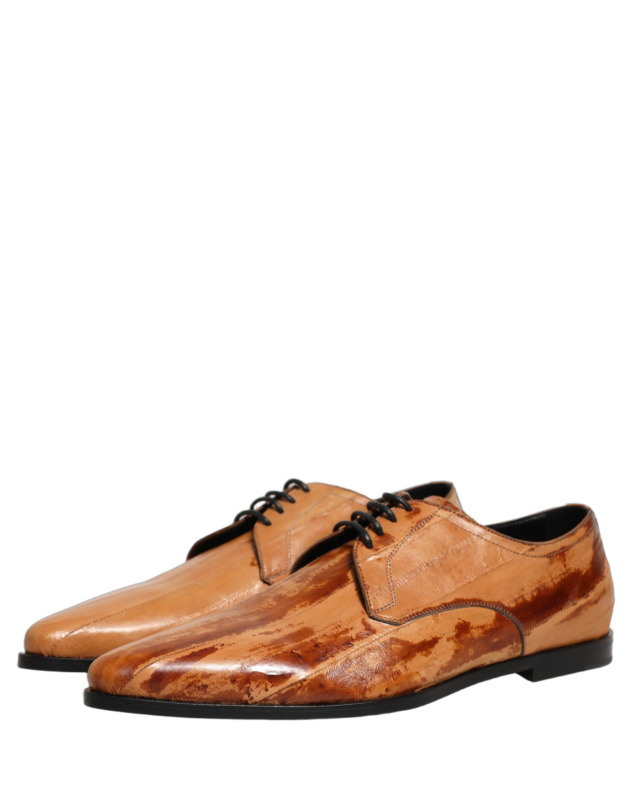 Dolce & Gabbana Brown Leather Lace Up Men Derby Dress Shoes - Image 5