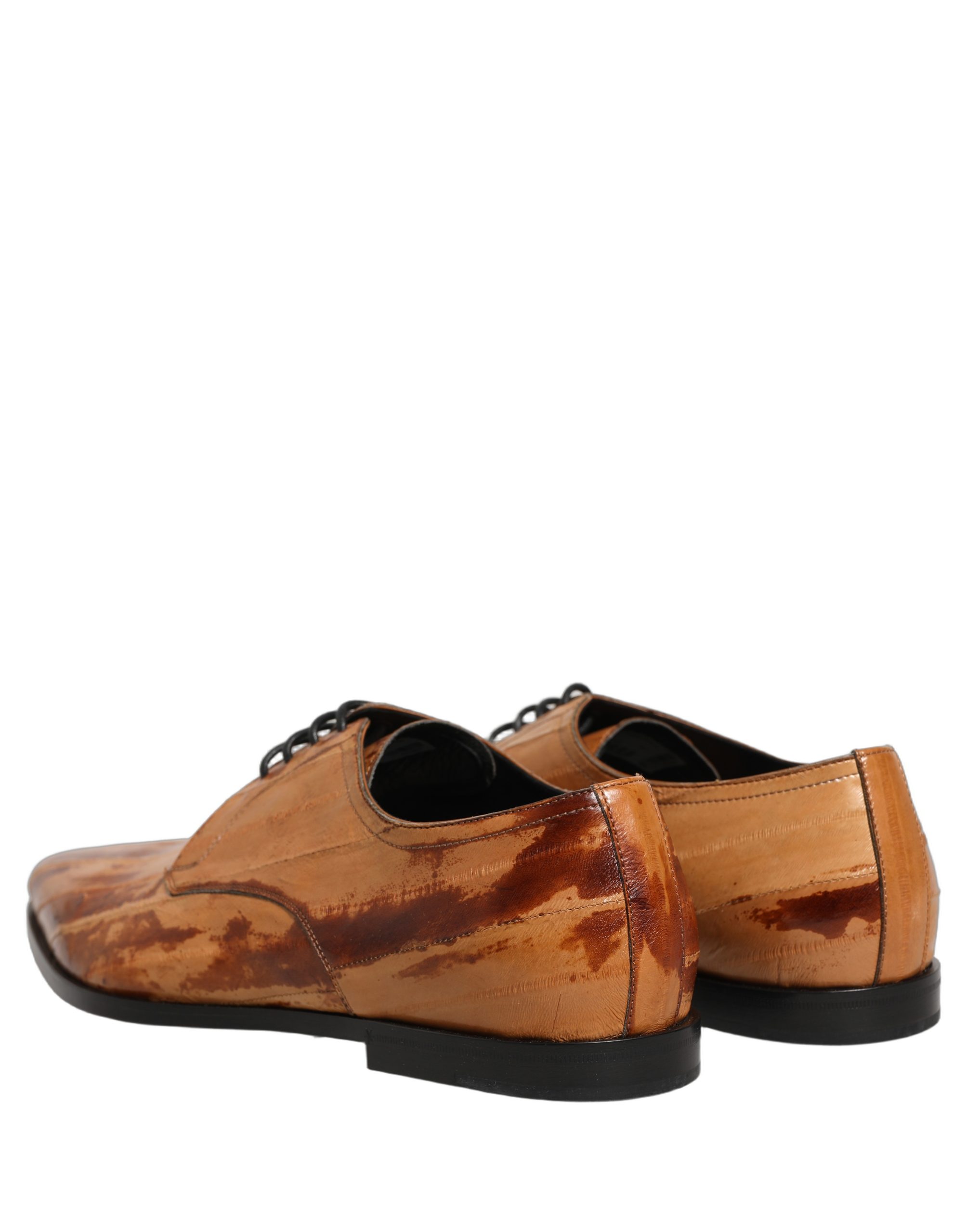 Dolce & Gabbana Brown Leather Lace Up Men Derby Dress Shoes - Image 6