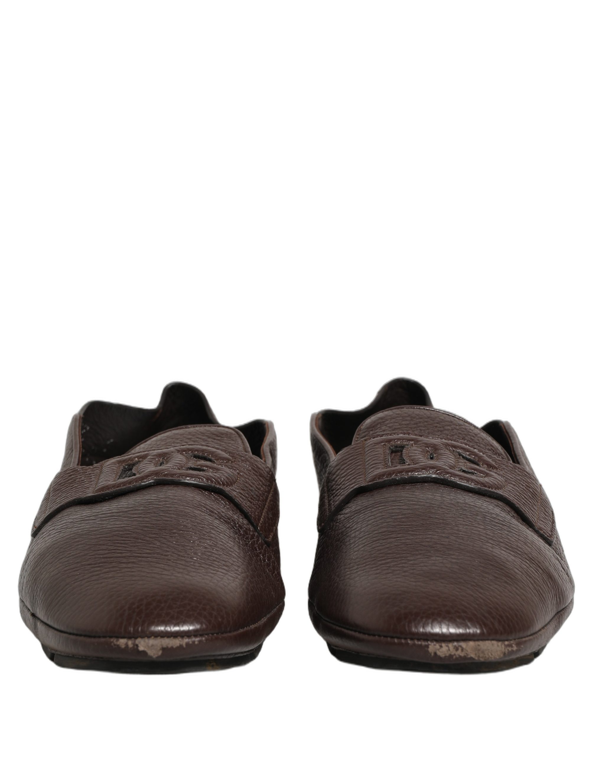 Dolce & Gabbana Brown Deerskin Leather Driver Loafers Shoes - Image 3