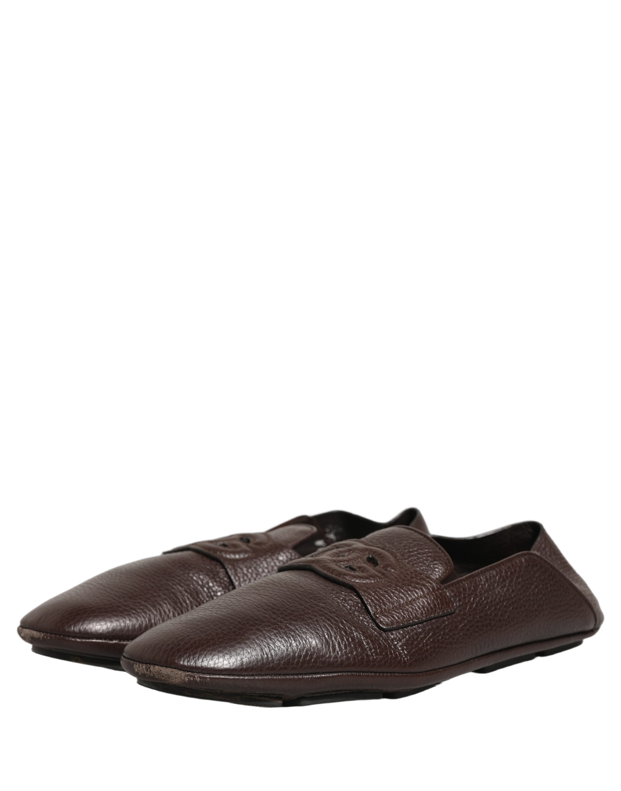 Dolce & Gabbana Brown Deerskin Leather Driver Loafers Shoes - Image 5