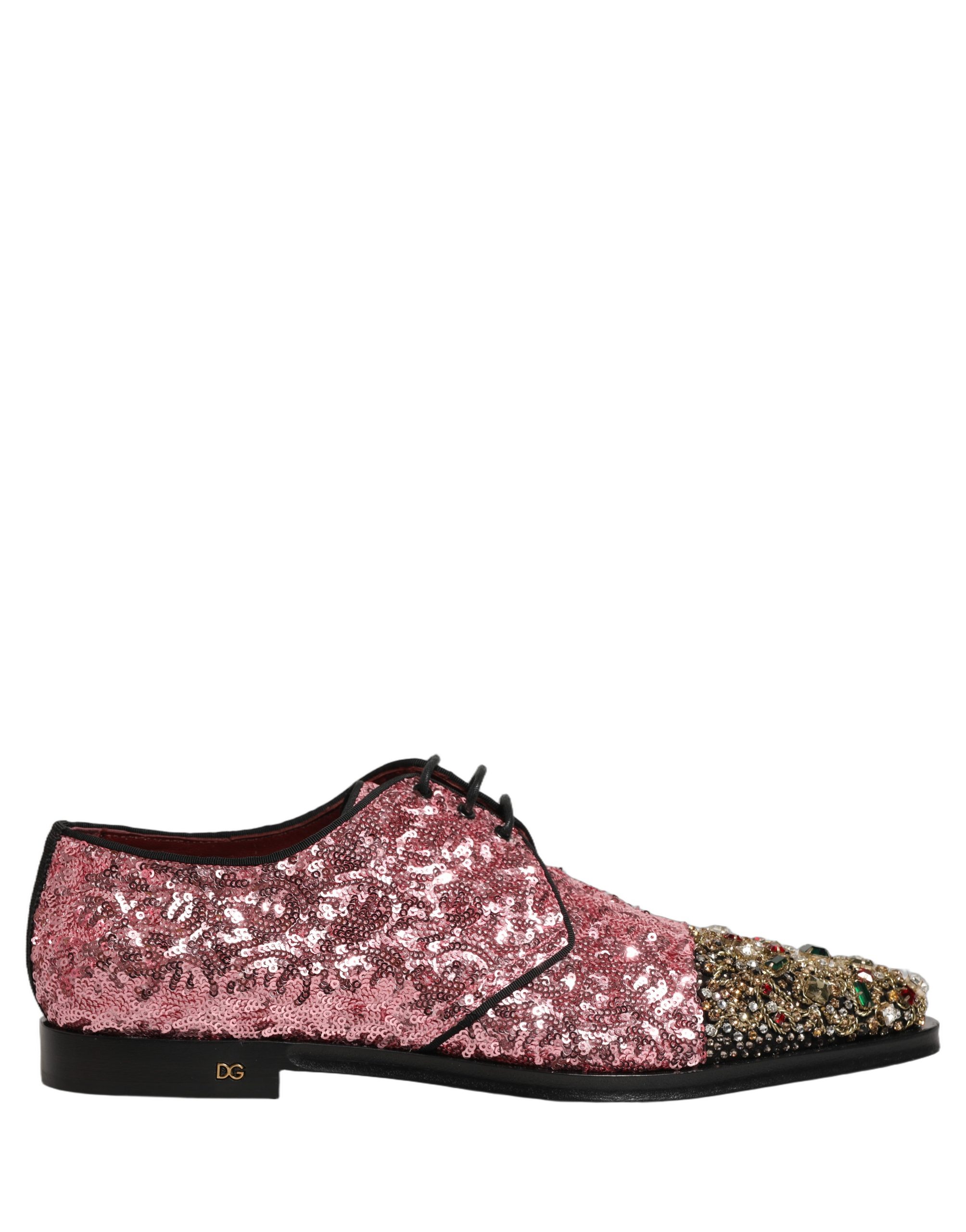 Dolce & Gabbana Pink Sequin Embellished Men Derby Dress Shoes - Image 2