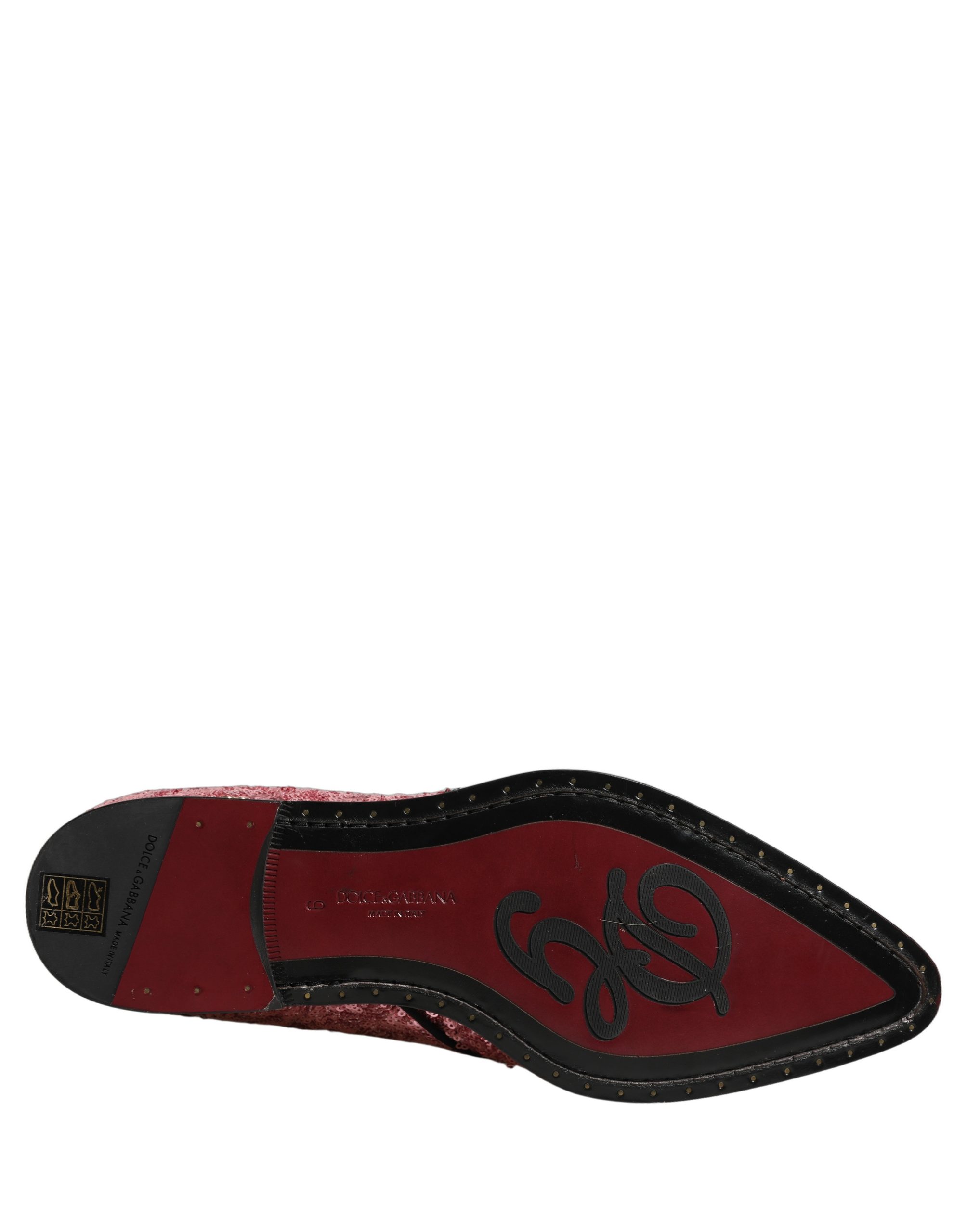 Dolce & Gabbana Pink Sequin Embellished Men Derby Dress Shoes - Image 8