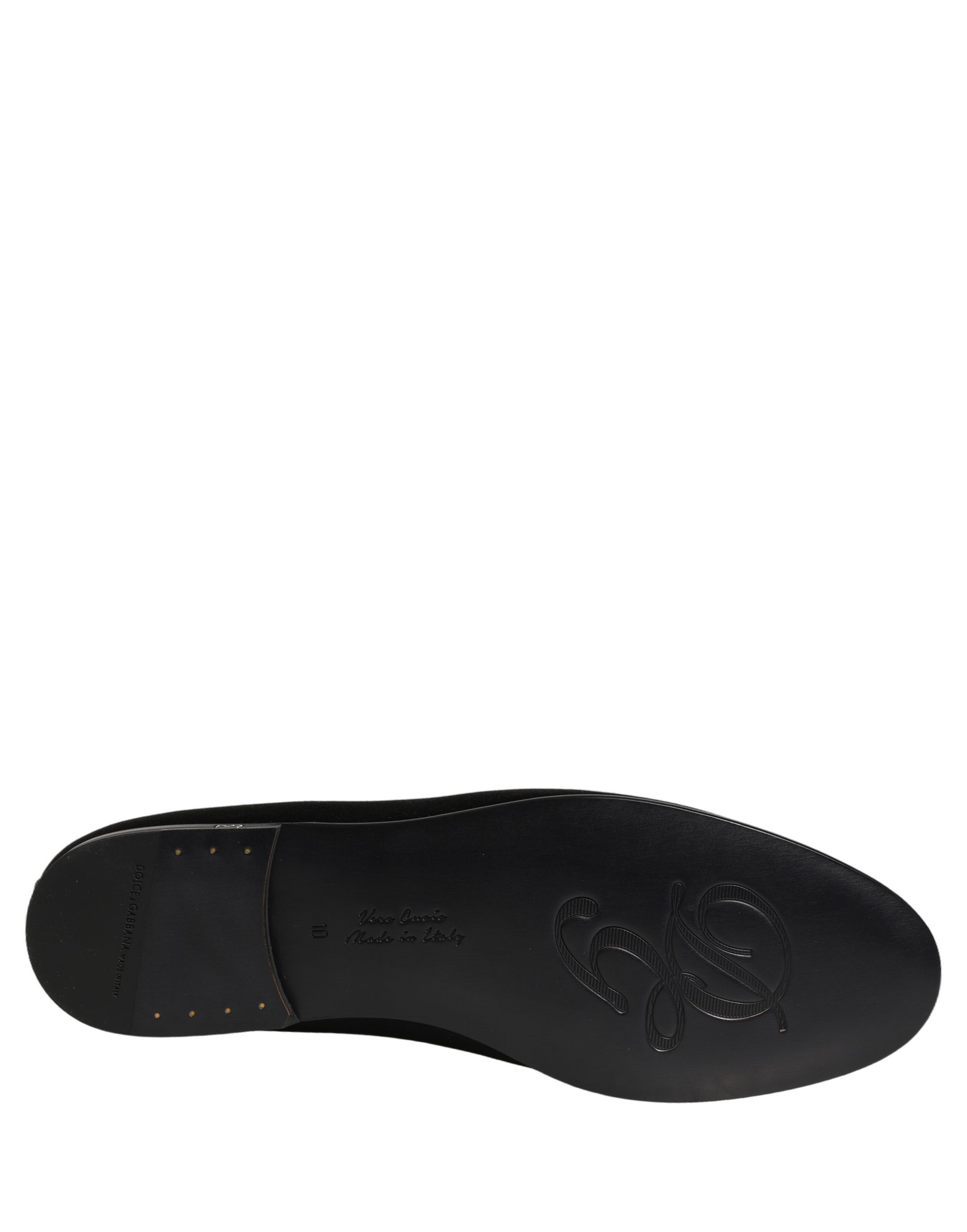 Dolce & Gabbana Black Satin Logo Slip On Flats Loafers Shoes - Image 8