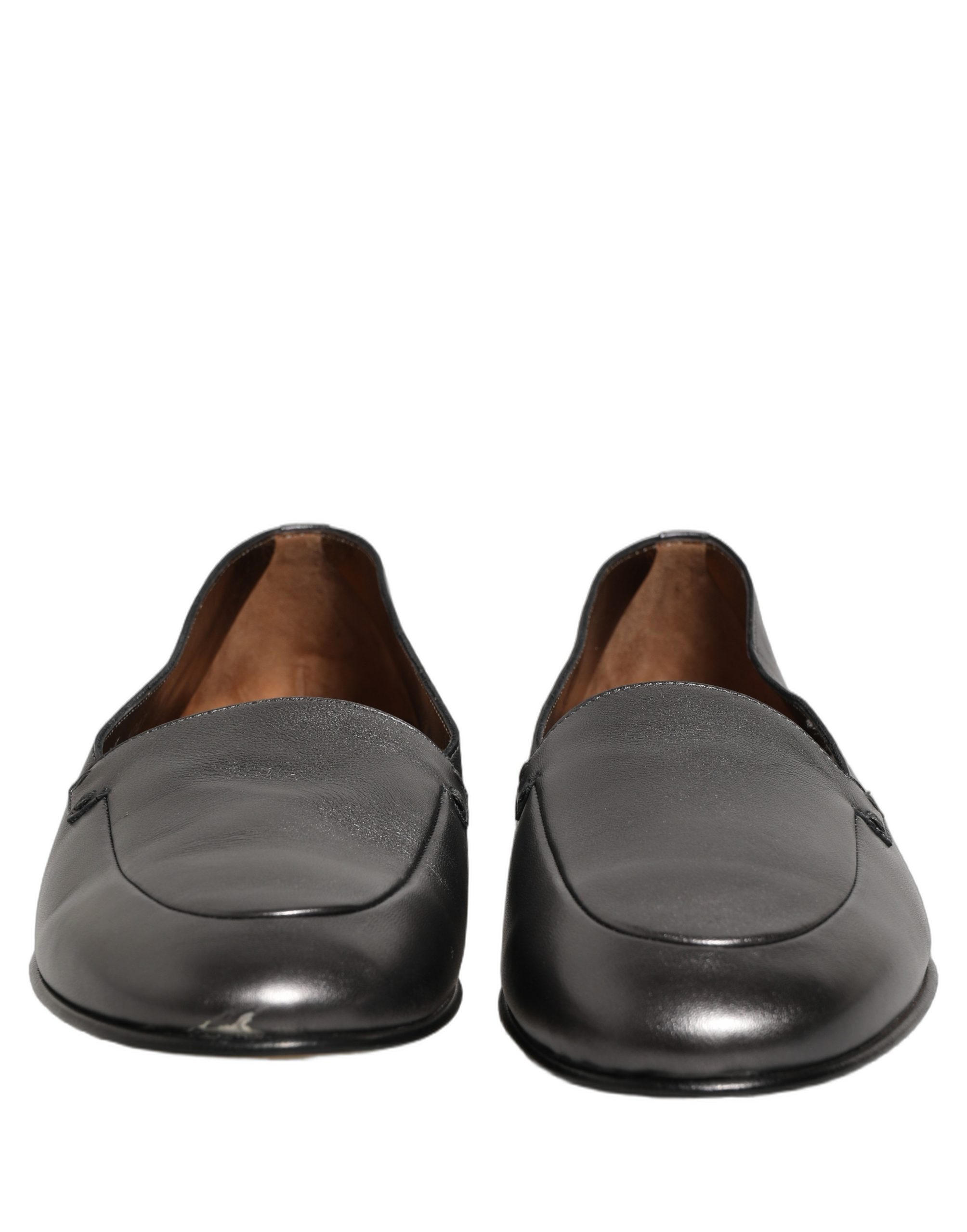 Dolce & Gabbana Silver Leather DG Logo Slip On Loafers Shoes - Image 3