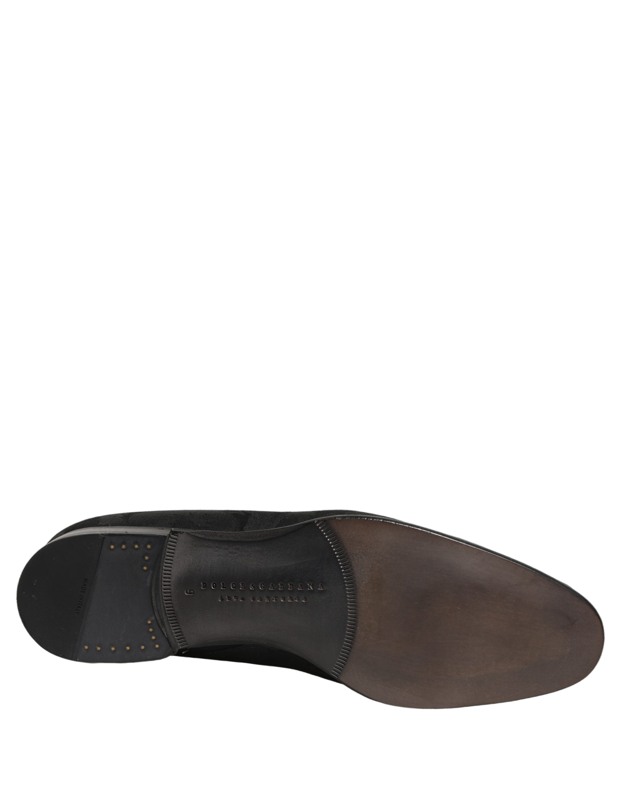 Dolce & Gabbana Black Brocade Men Slip On Dress Loafers Shoes - Image 8