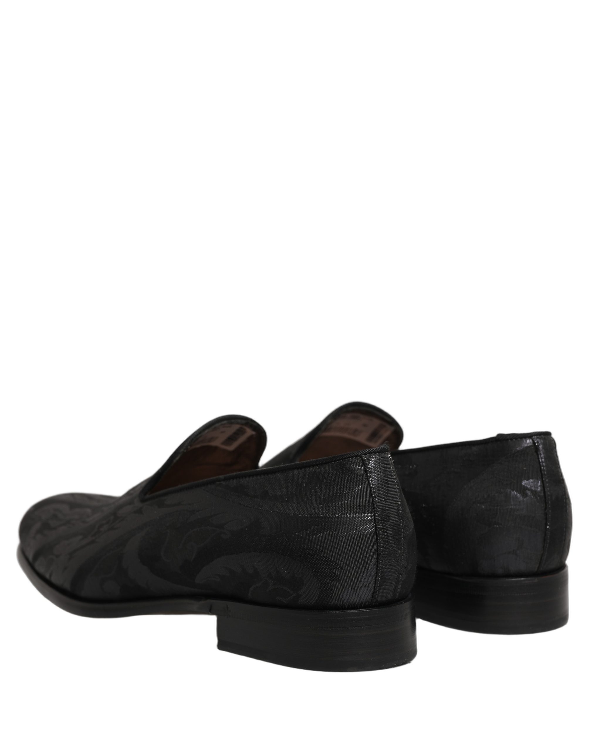 Dolce & Gabbana Black Brocade Men Slip On Dress Loafers Shoes - Image 6