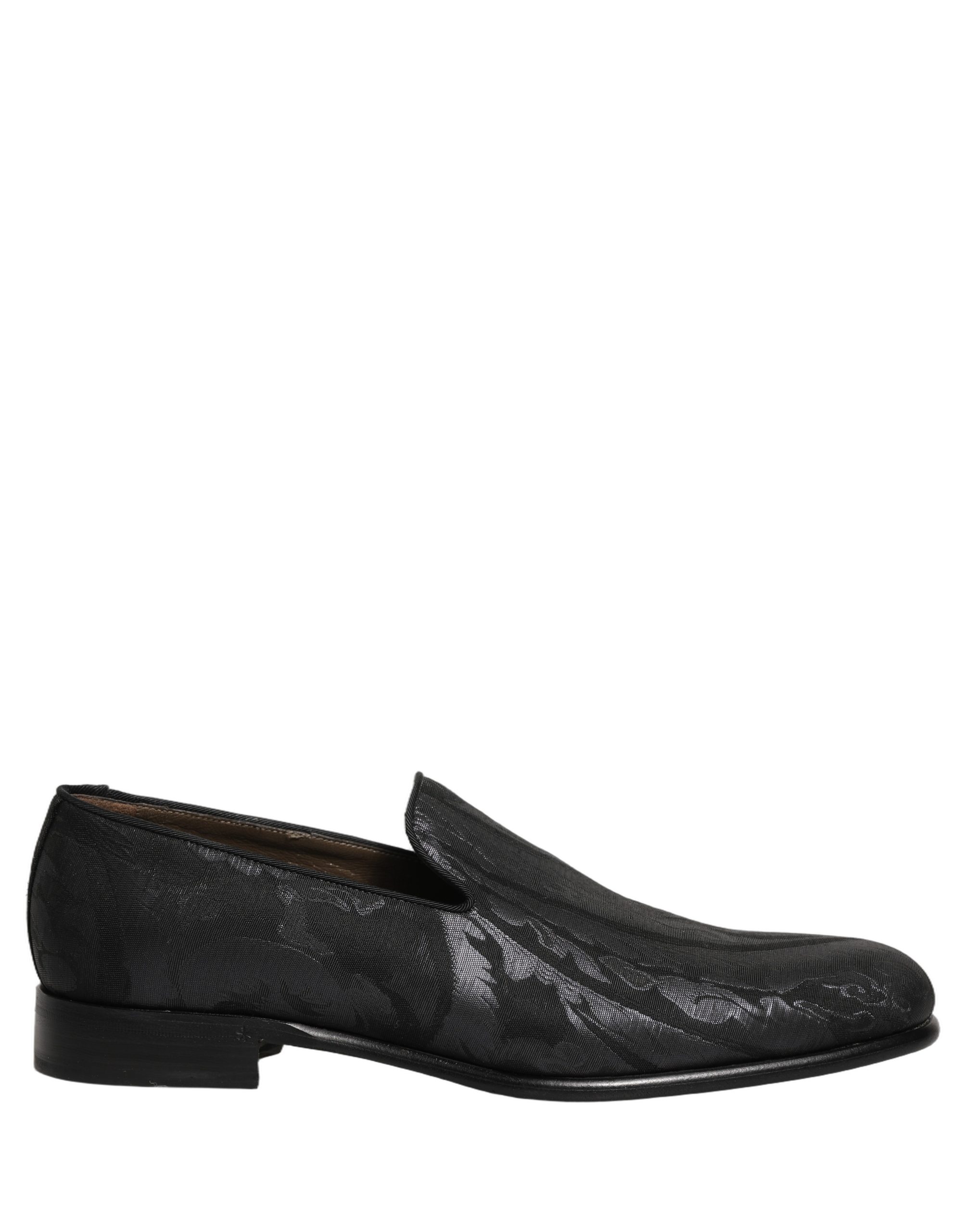 Dolce & Gabbana Black Brocade Men Slip On Dress Loafers Shoes - Image 2