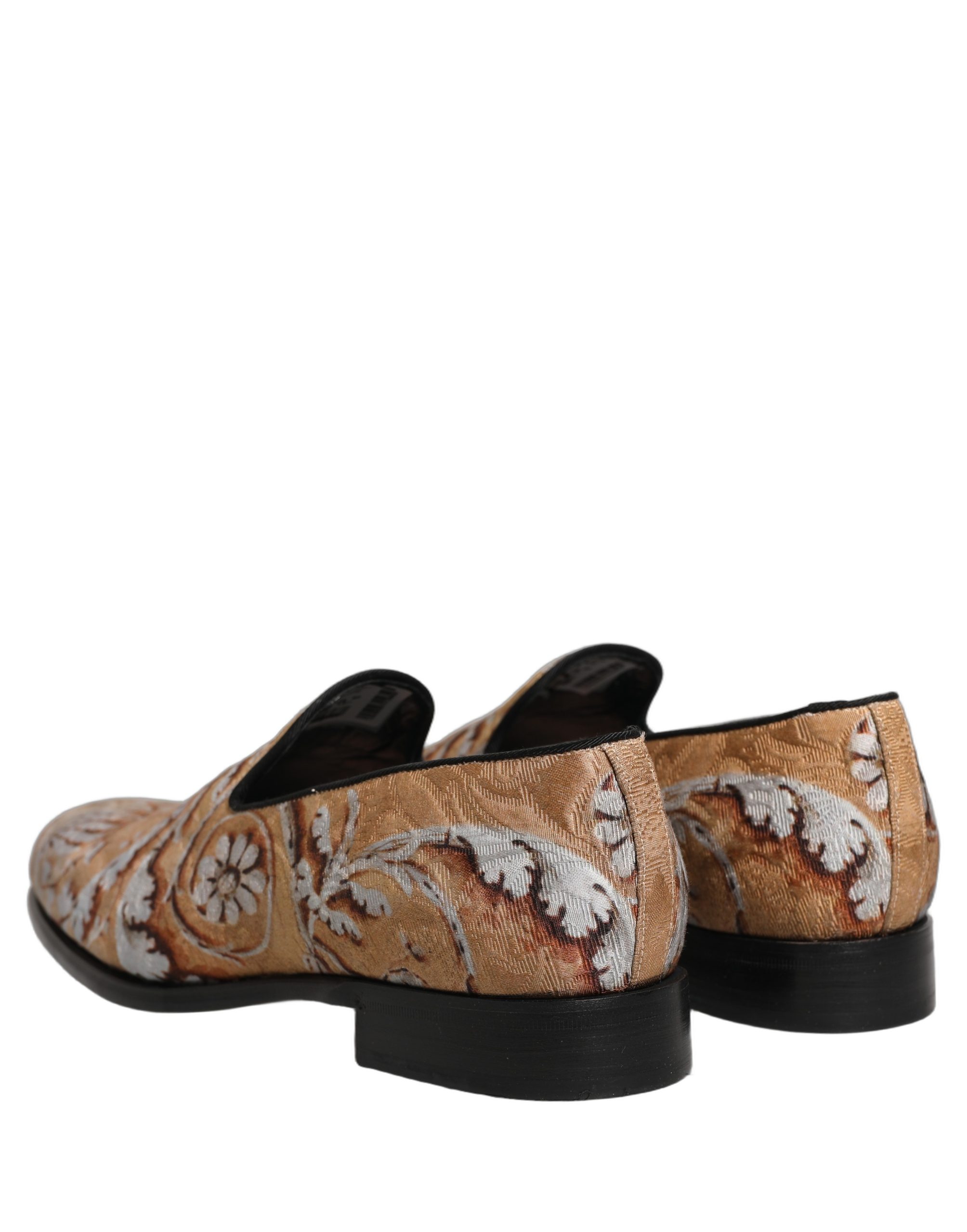 Dolce & Gabbana Beige Brocade Men Slip On Dress Loafers Shoes - Image 6