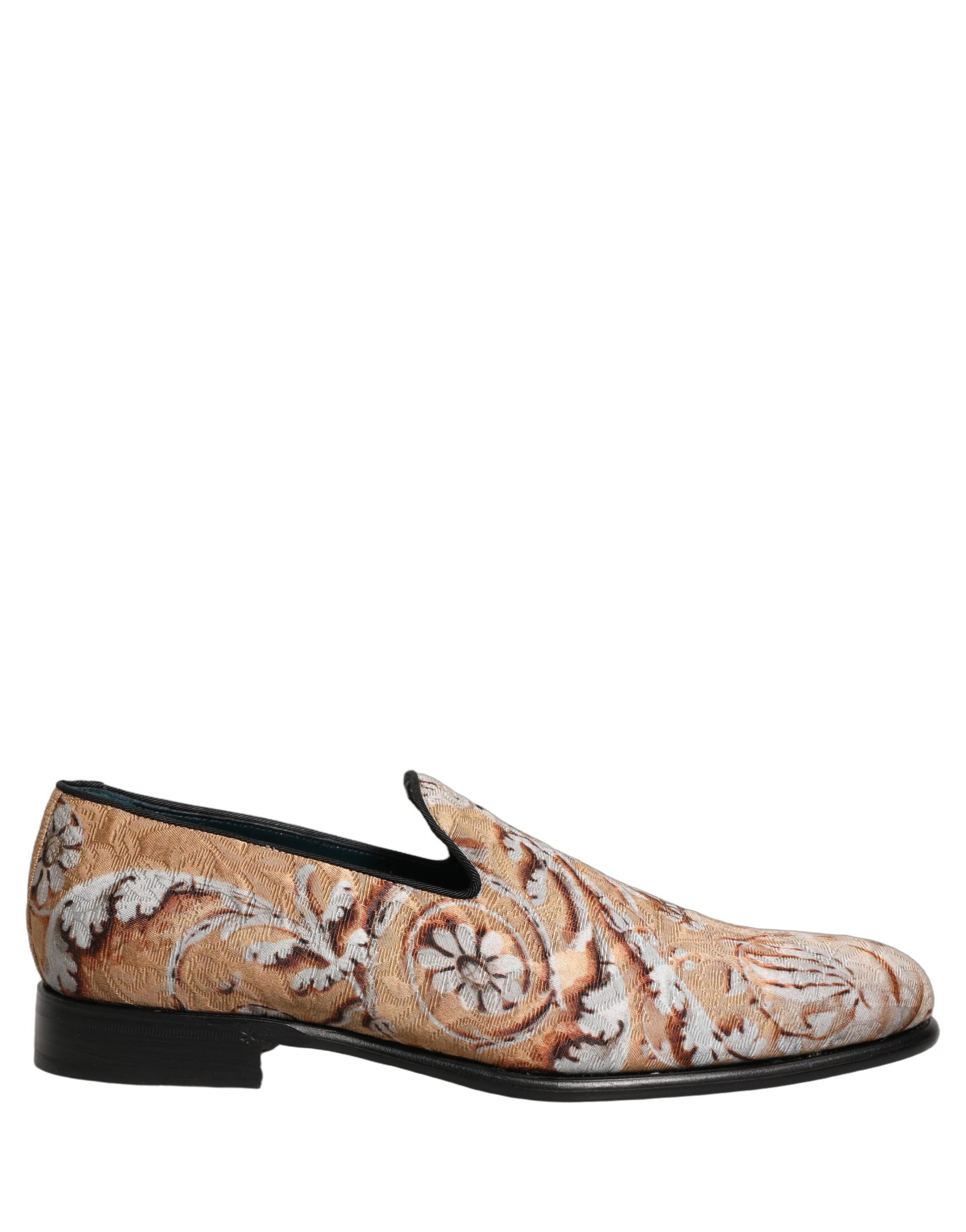 Dolce & Gabbana Beige Brocade Men Slip On Dress Loafers Shoes - Image 2