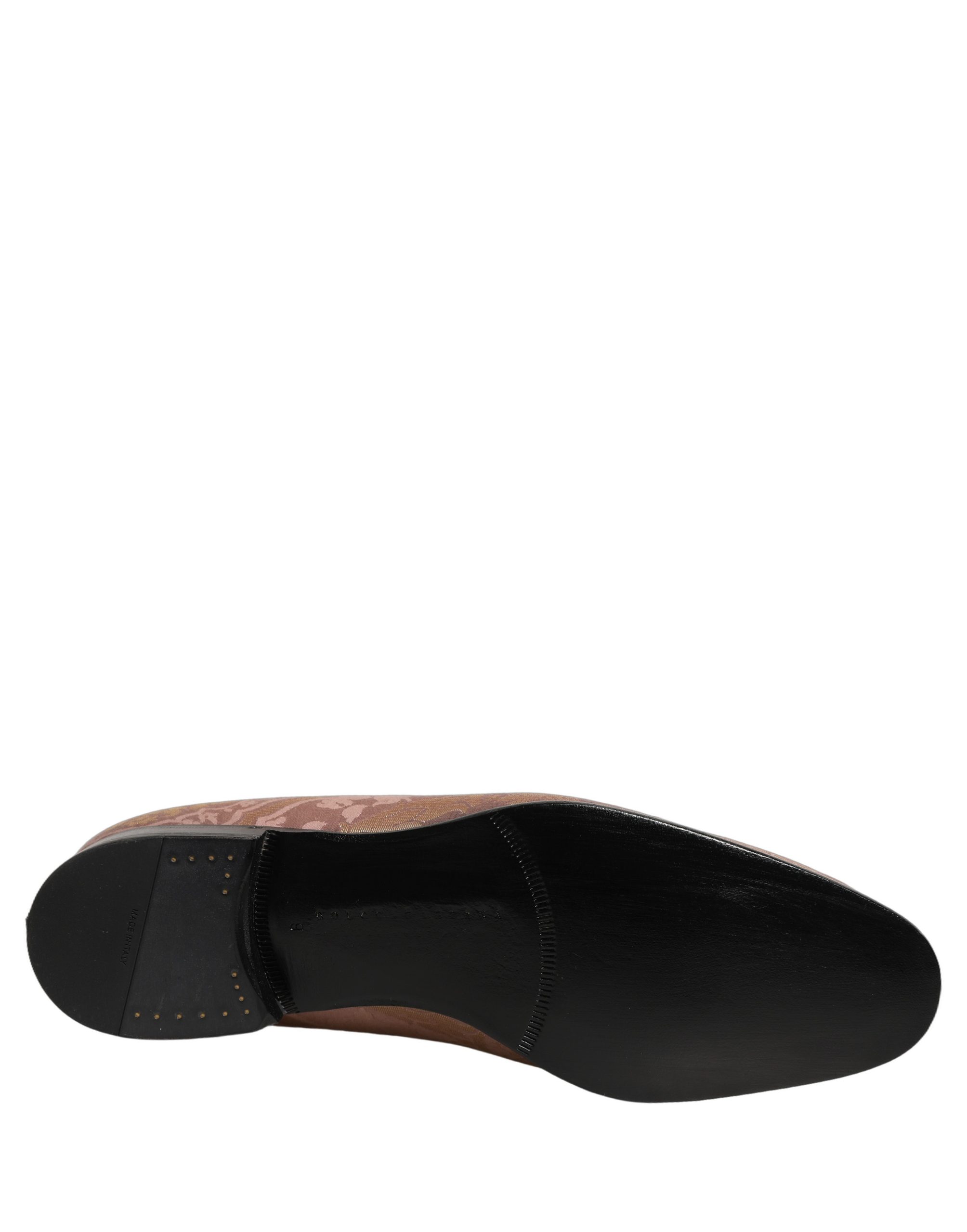 Dolce & Gabbana Pink Brocade Men Slip On Dress Loafers Shoes - Image 8