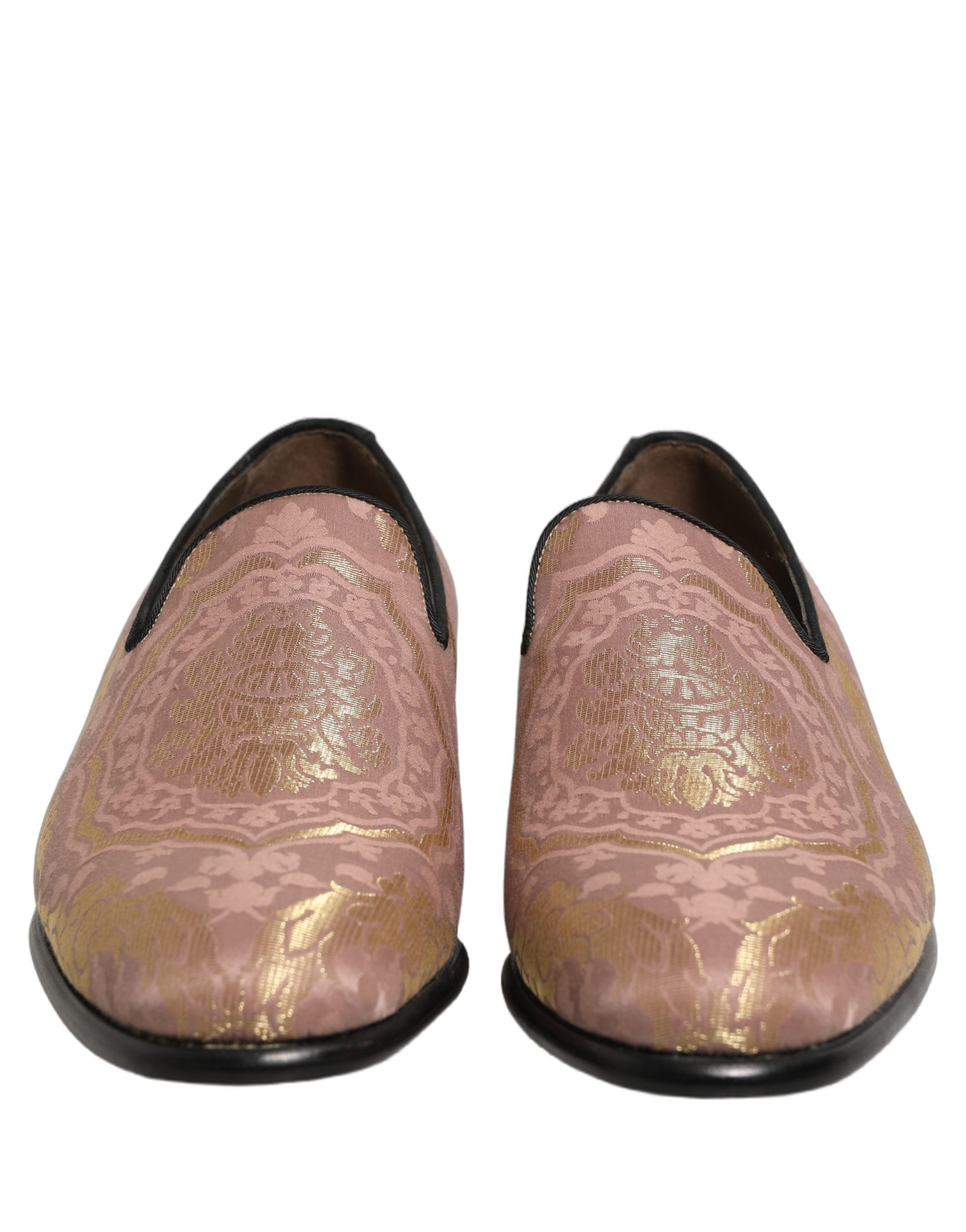 Dolce & Gabbana Pink Brocade Men Slip On Dress Loafers Shoes - Image 3