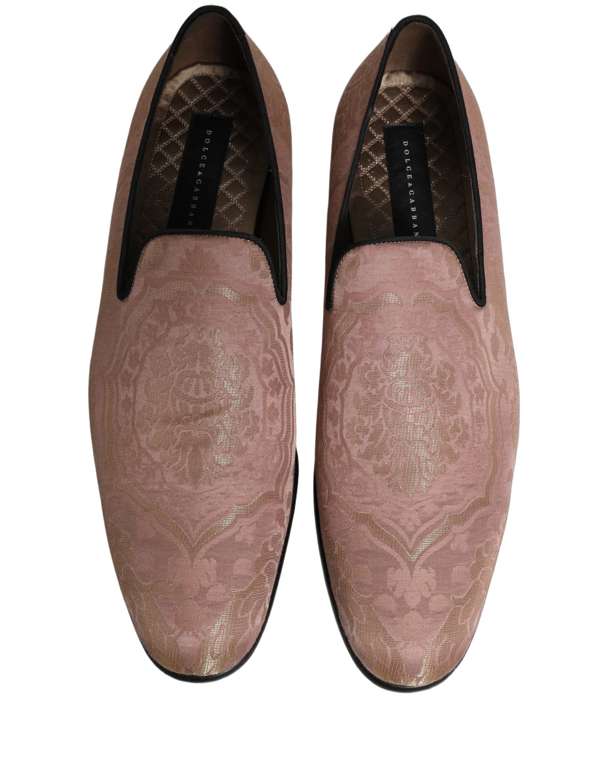 Dolce & Gabbana Pink Brocade Men Slip On Dress Loafers Shoes - Image 4