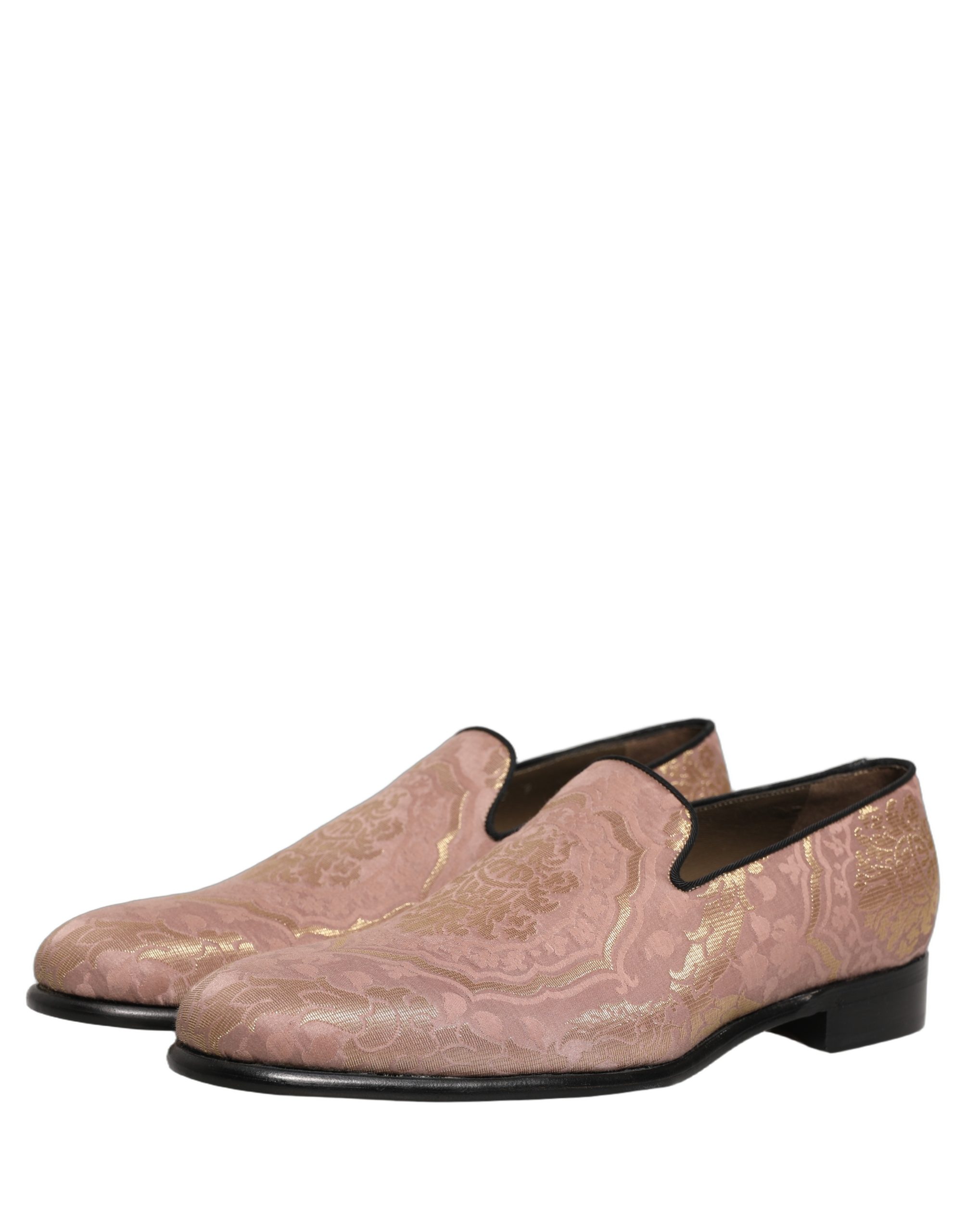 Dolce & Gabbana Pink Brocade Men Slip On Dress Loafers Shoes - Image 5