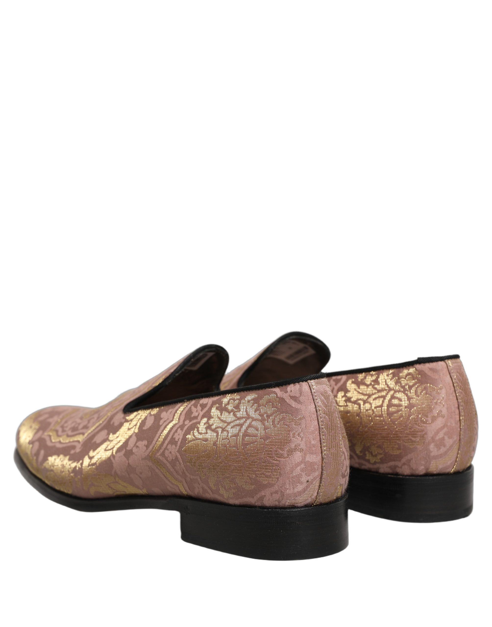 Dolce & Gabbana Pink Brocade Men Slip On Dress Loafers Shoes - Image 6