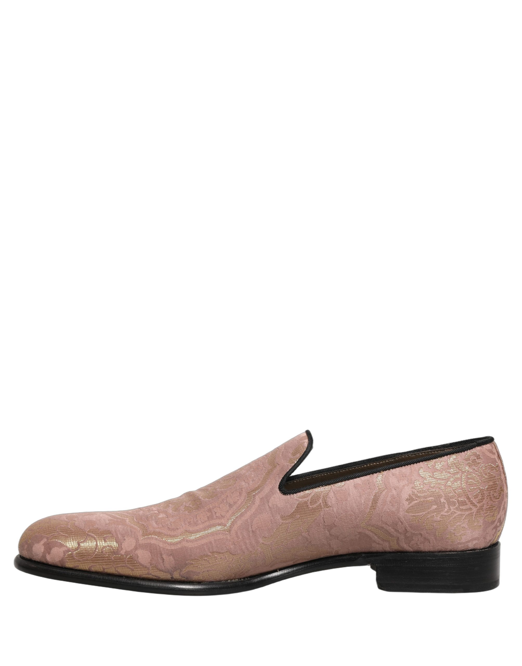 Dolce & Gabbana Pink Brocade Men Slip On Dress Loafers Shoes - Image 7