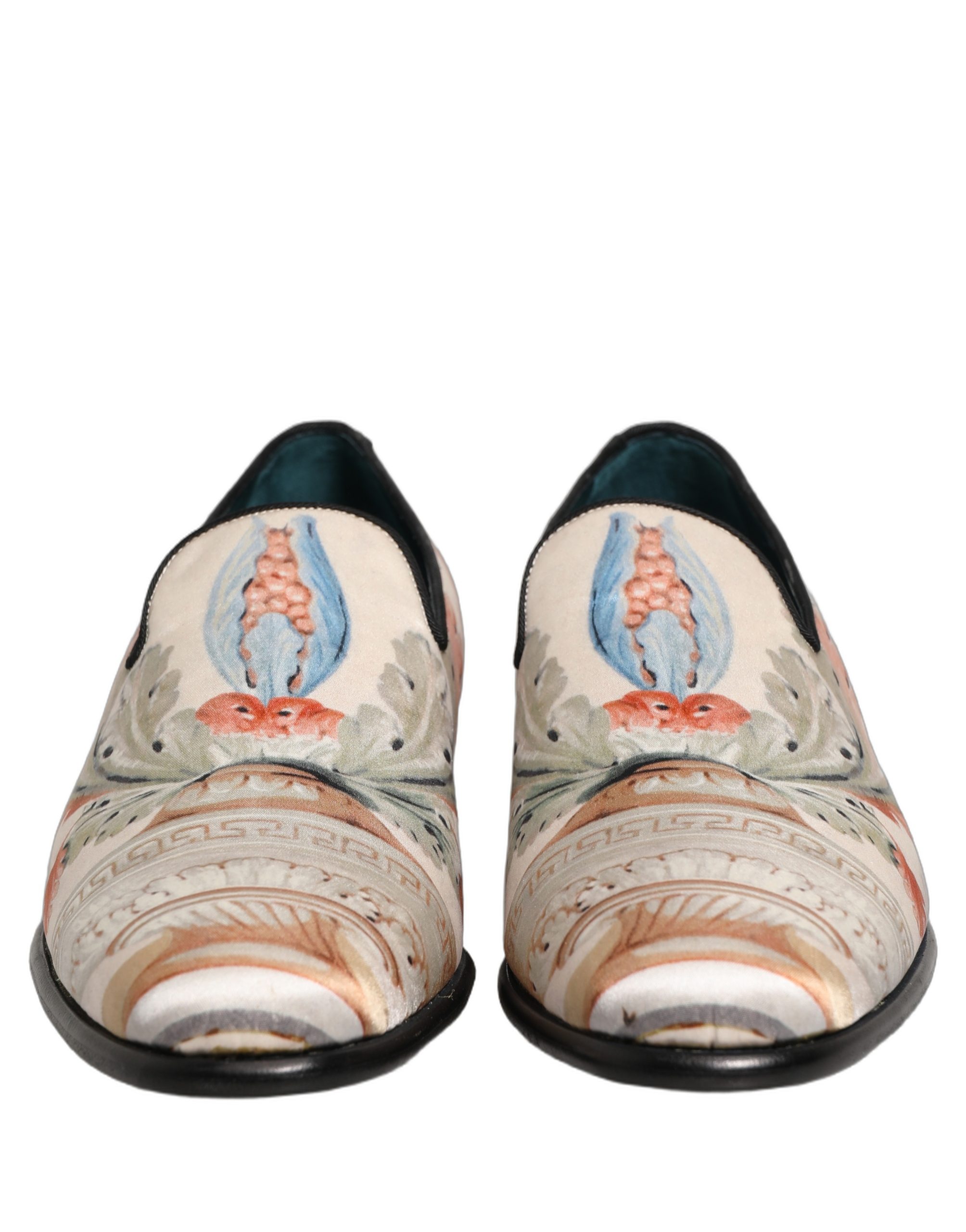 Dolce & Gabbana White Floral Vase Slip On Dress Loafers Shoes - Image 3