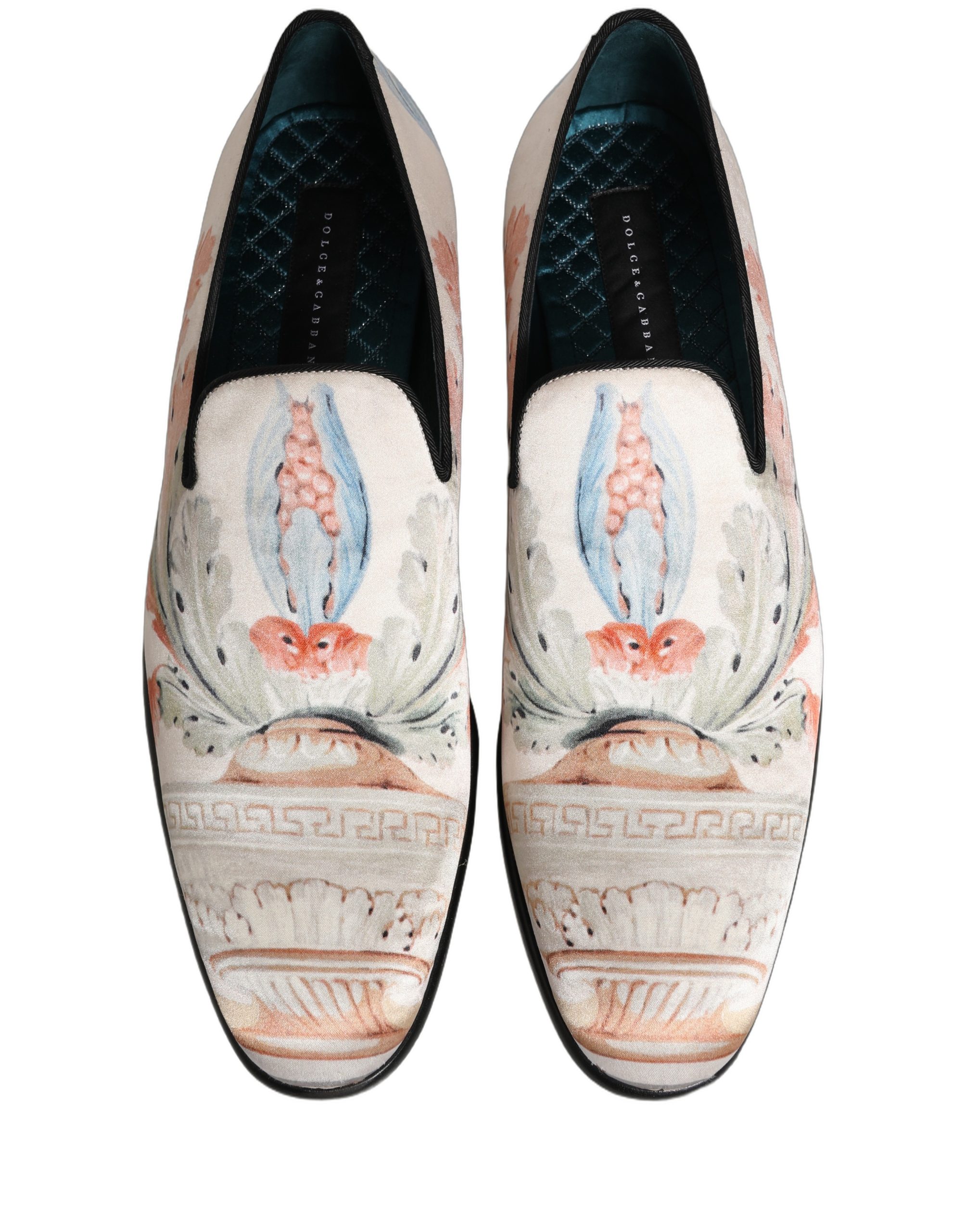 Dolce & Gabbana White Floral Vase Slip On Dress Loafers Shoes - Image 4