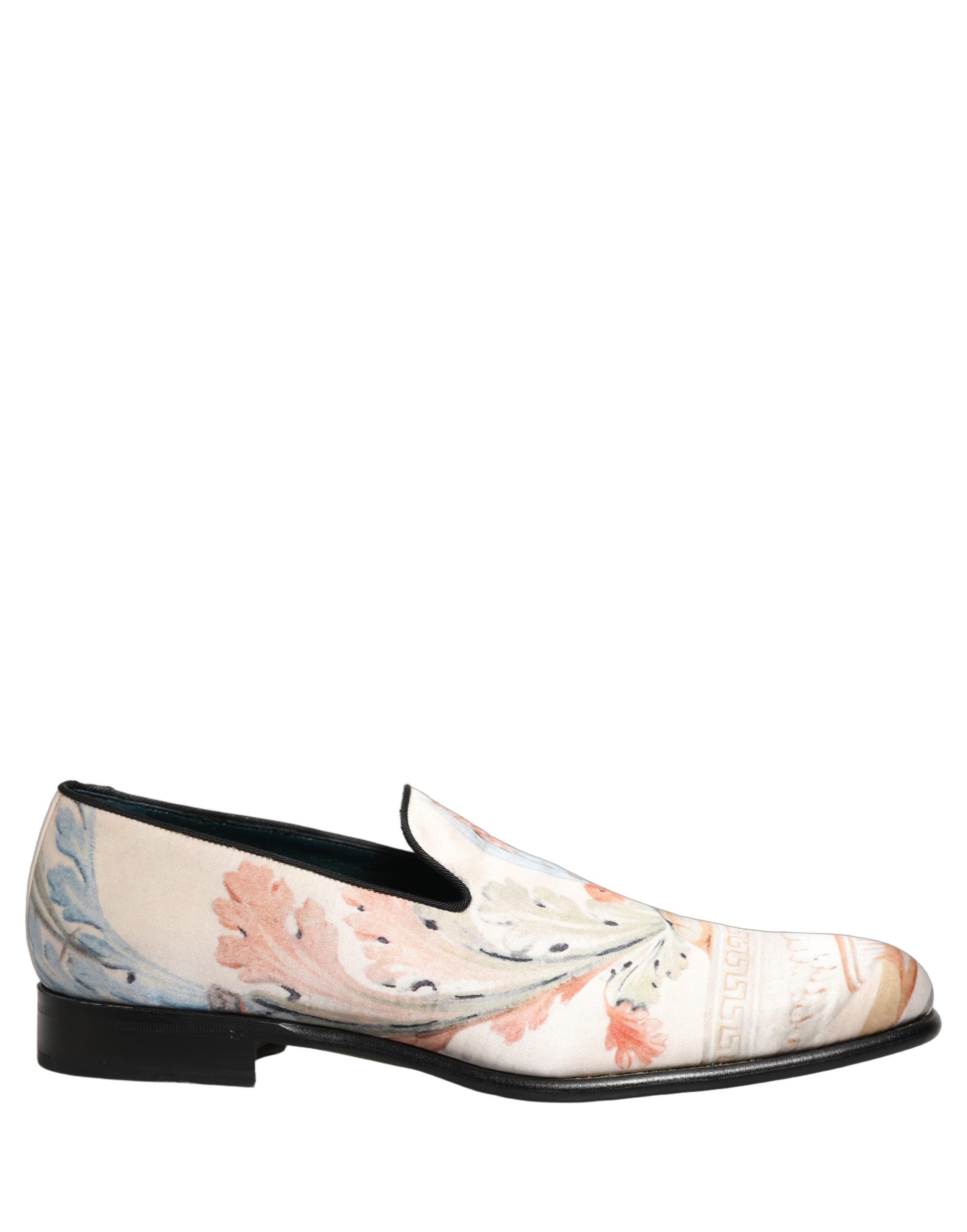 Dolce & Gabbana White Floral Vase Slip On Dress Loafers Shoes - Image 2