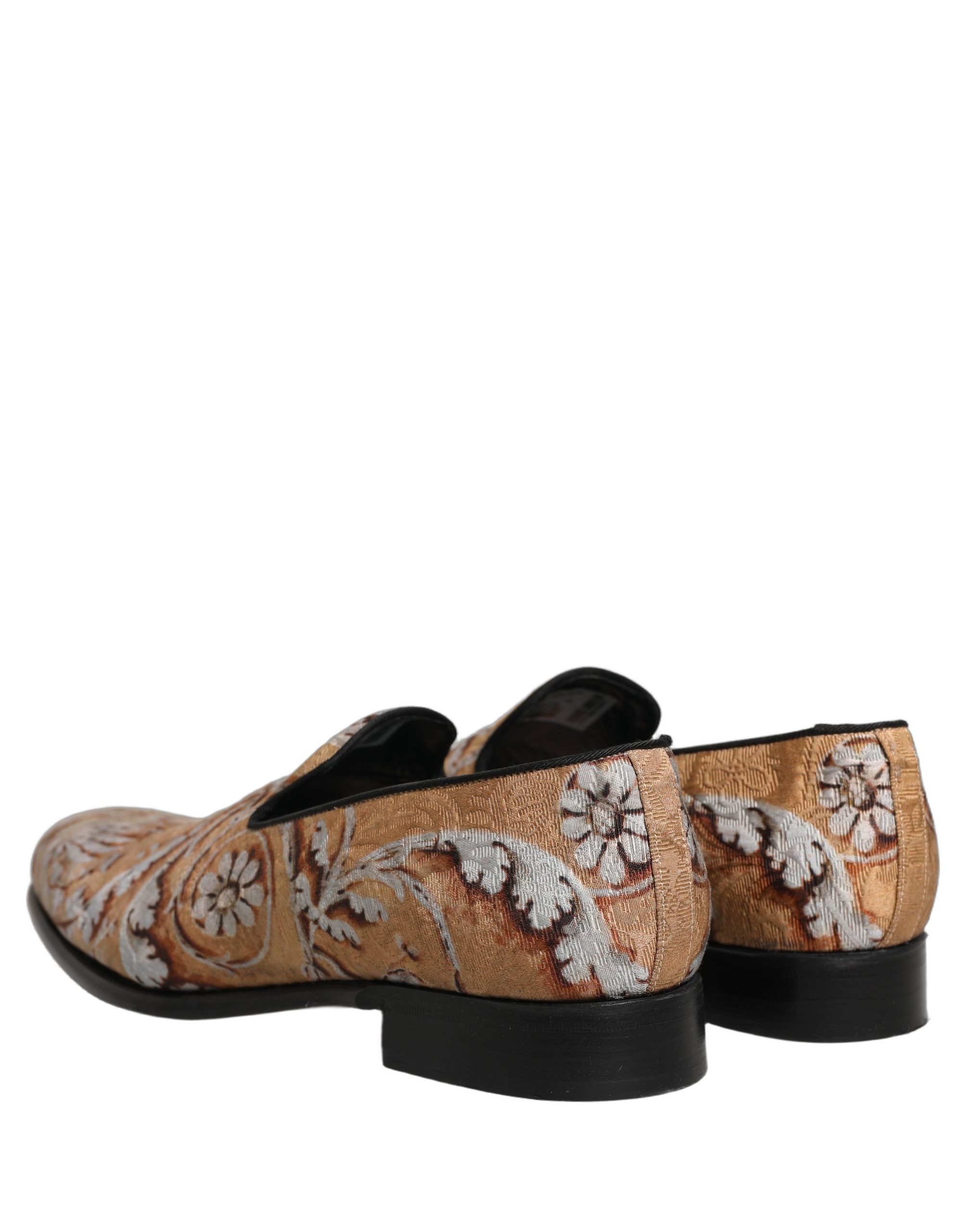 Dolce & Gabbana Gold Brocade Baroque Men Loafers Shoes - Image 6