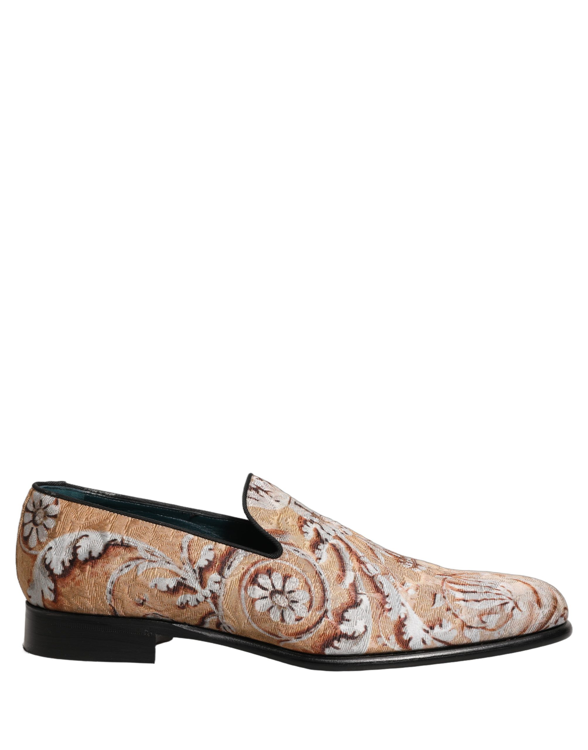 Dolce & Gabbana Gold Brocade Baroque Men Loafers Shoes - Image 2