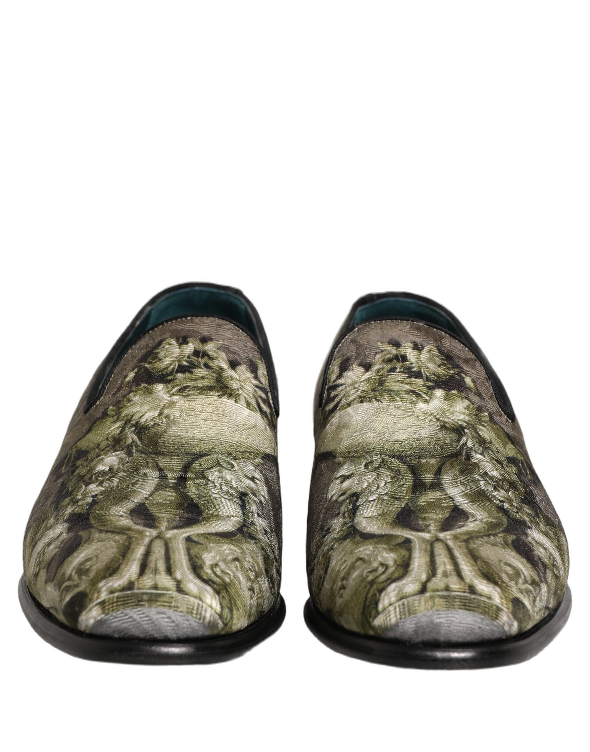 Dolce & Gabbana Brown Baroque Print Slip On Loafers Shoes - Image 3