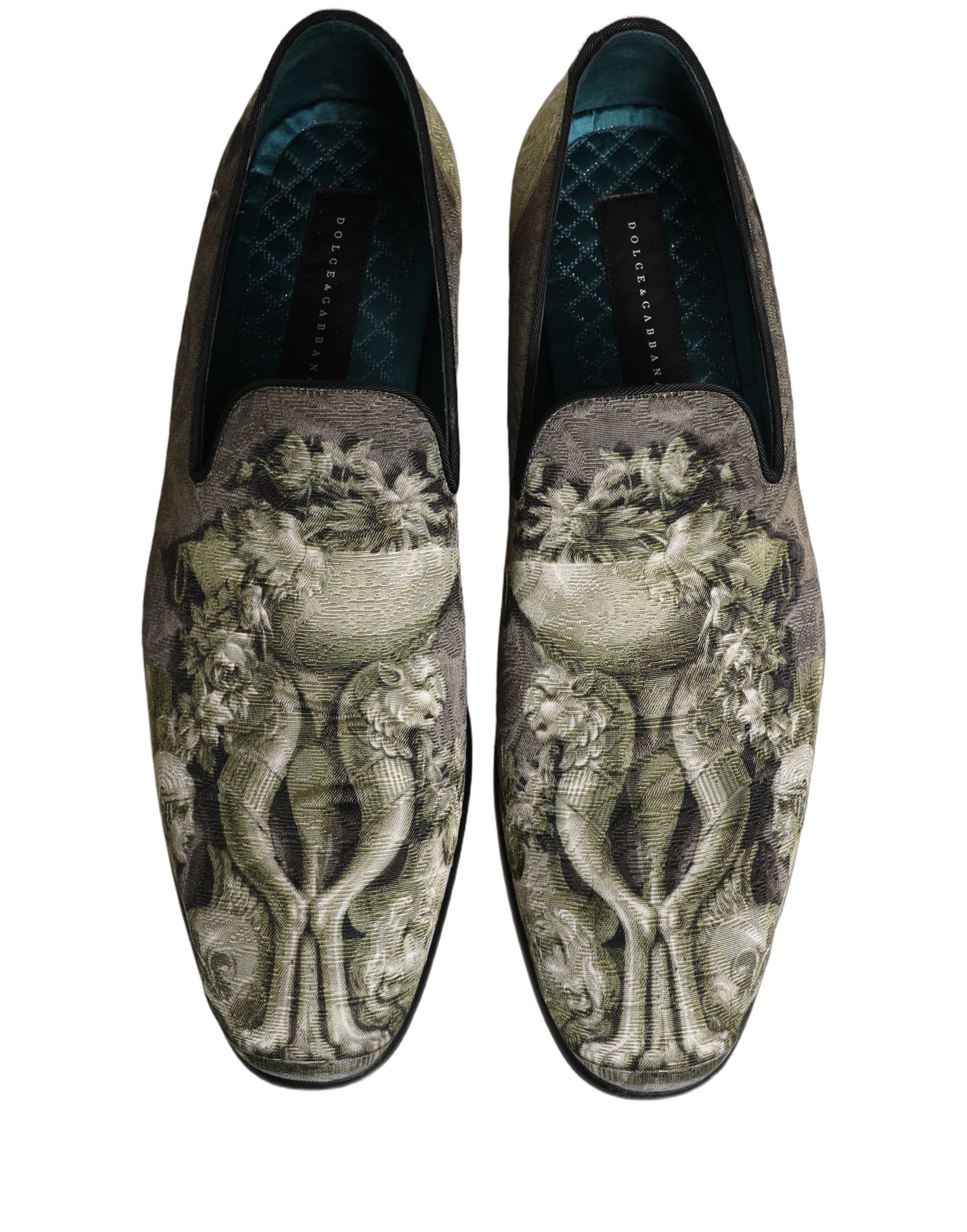 Dolce & Gabbana Brown Baroque Print Slip On Loafers Shoes - Image 4