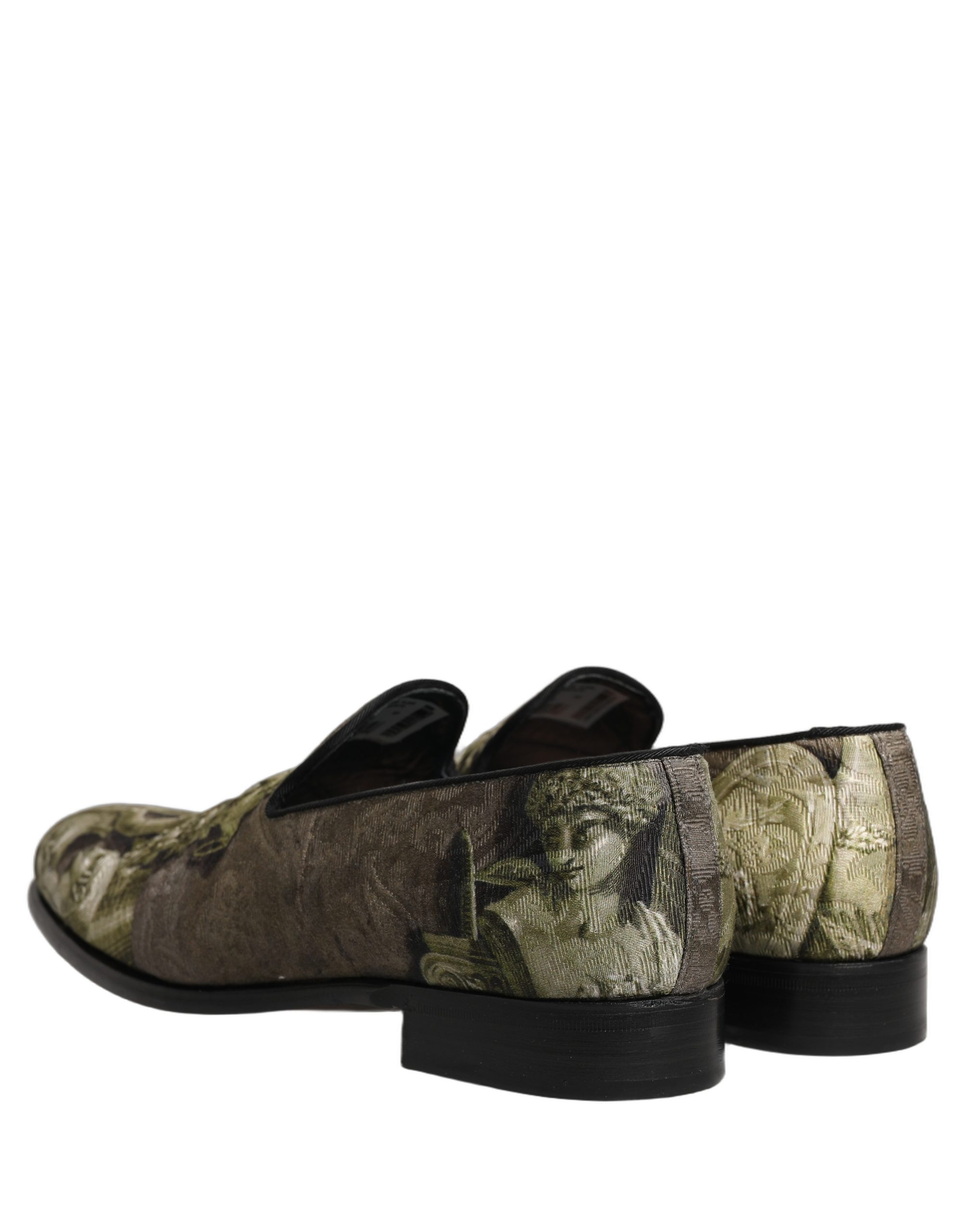 Dolce & Gabbana Brown Baroque Print Slip On Loafers Shoes - Image 6